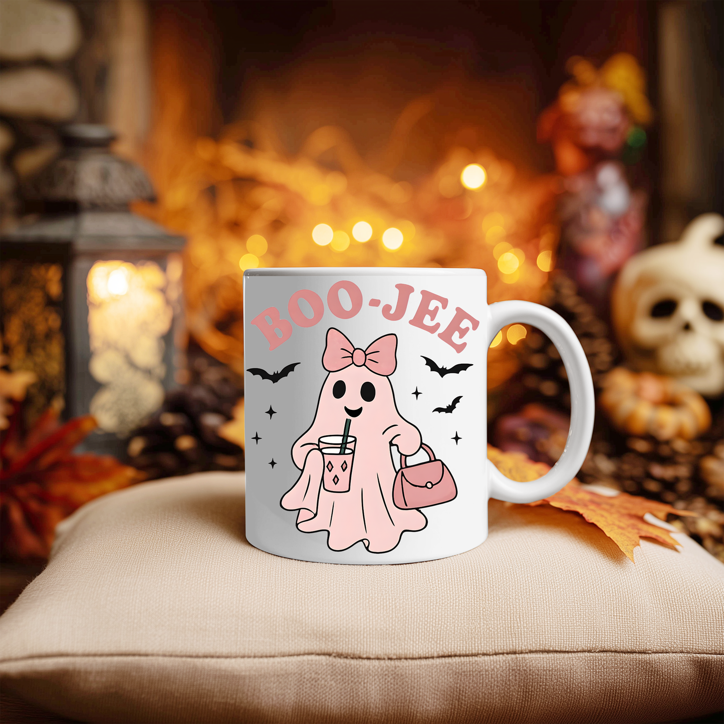 Boo jee Pink Ghosty Mug, This cute ghost mug, with its charming pink hue and playful ghostie design, transforms every sip into a magical moment.
