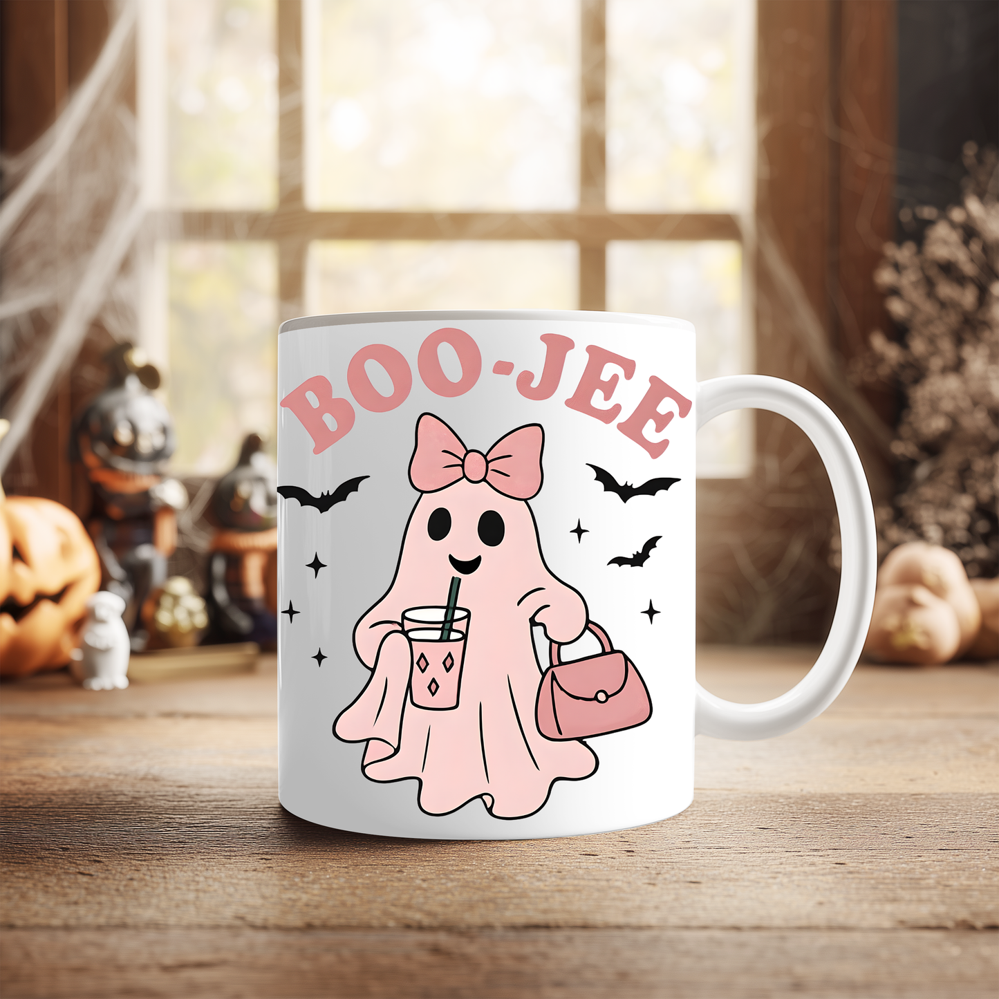 Boo jee Pink Ghosty Mug, This cute ghost mug, with its charming pink hue and playful ghostie design, transforms every sip into a magical moment.