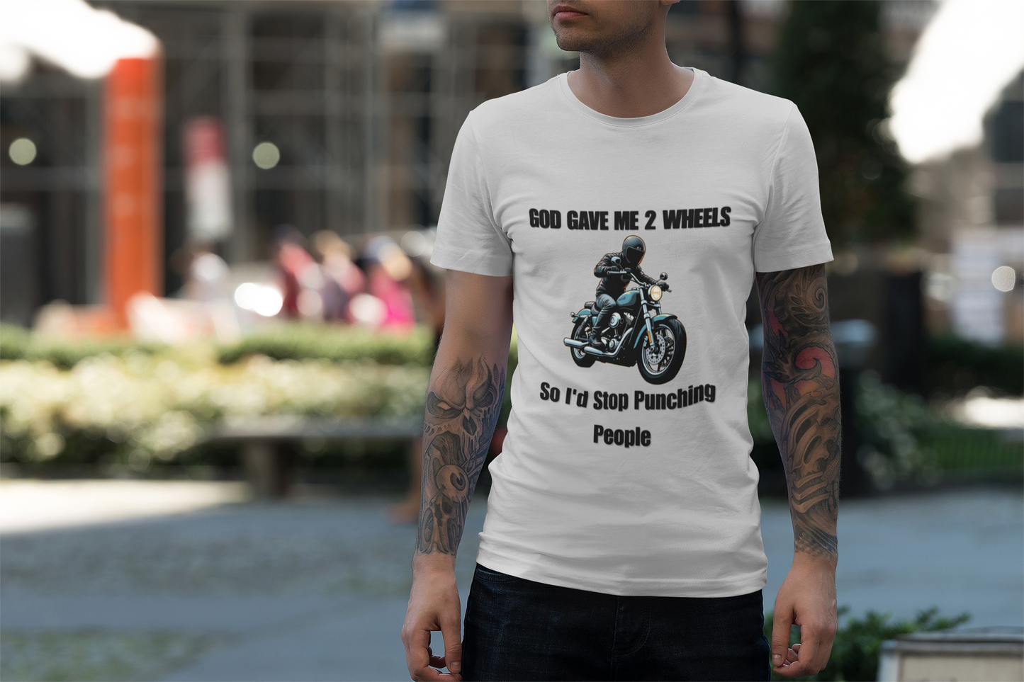 God Gave Me 2 Wheels, Funny Tee for Motorcycle Lovers, must-have for those who live life on two wheels.