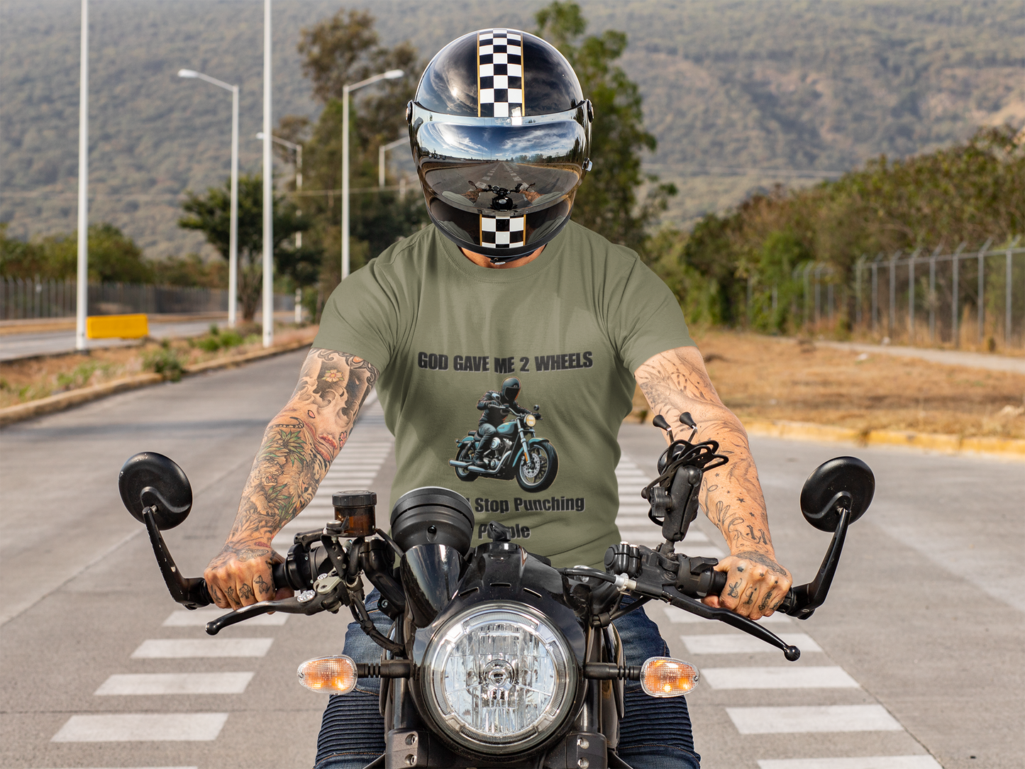 God Gave Me 2 Wheels, Funny Tee for Motorcycle Lovers, must-have for those who live life on two wheels.