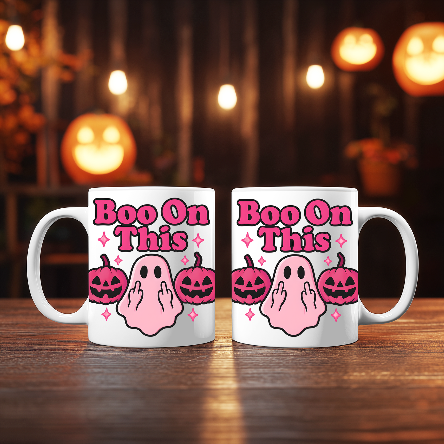 Boo On This Pink Ghosty Halloween Mug, whimsical blend where charm meets spooktacular fun.