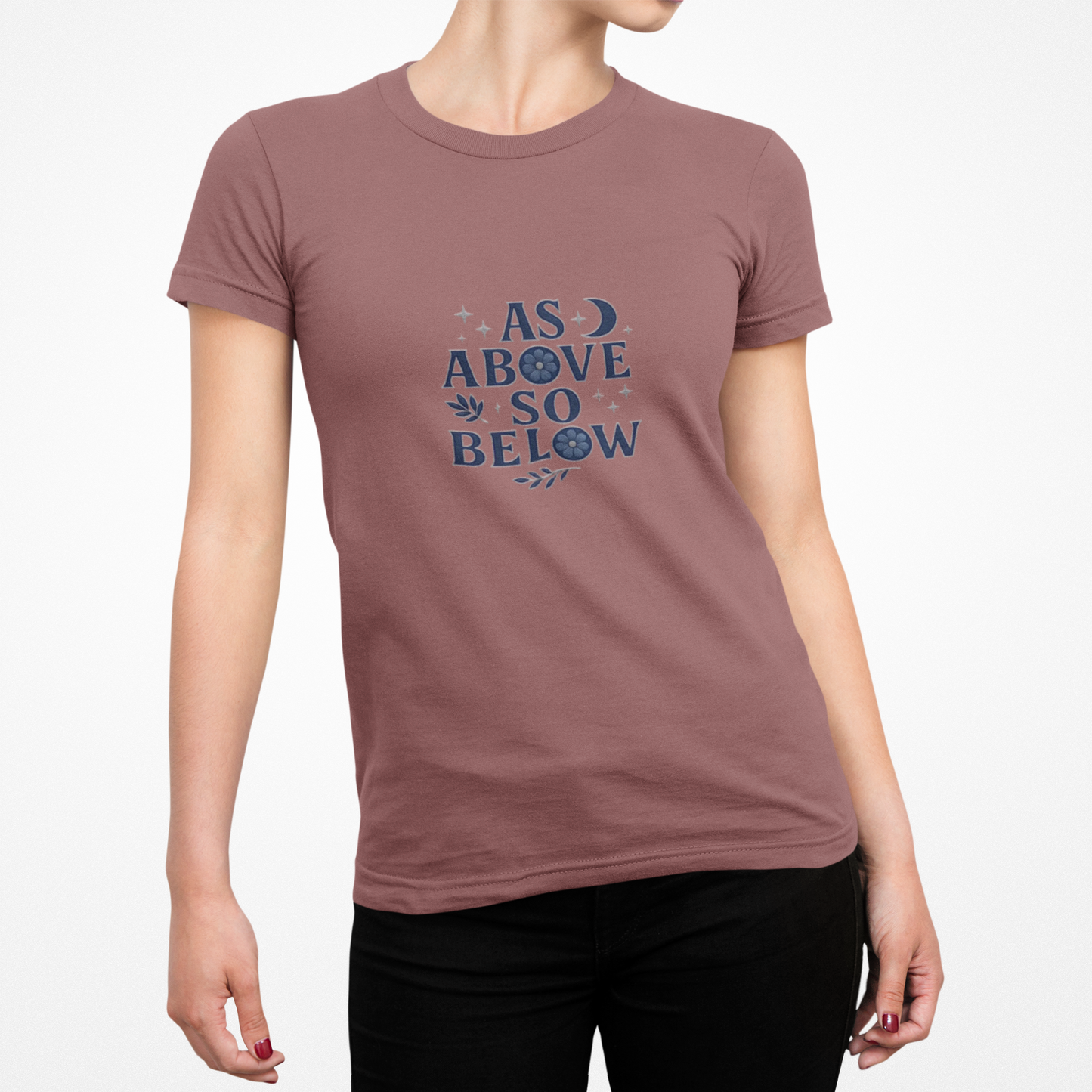 As Above So Below T-shirt, a harmonious blend of mystical charm and celestial vibes. Crafted for those who appreciate pagan clothing and witchy aesthetics.