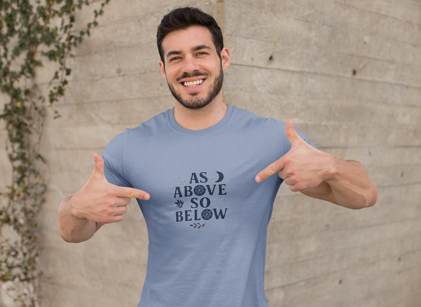 As Above So Below T-shirt, a harmonious blend of mystical charm and celestial vibes. Crafted for those who appreciate pagan clothing and witchy aesthetics.