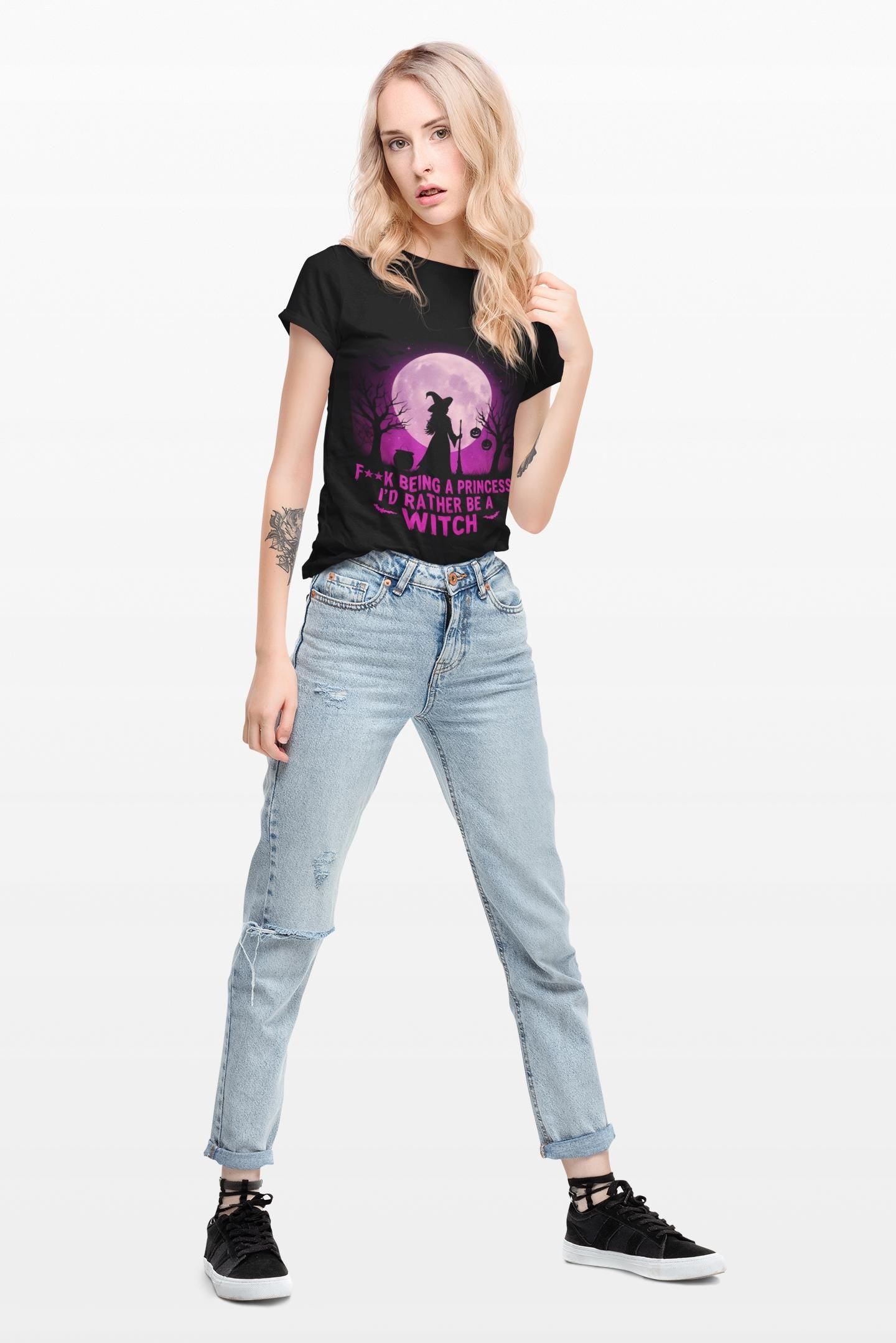 F**k Being a Princess I'd Rather Be a Witch TShirt, This wicca shirt is a celebration of witchy fashion, blending humor with a touch of rebellion. Perfect for any witchy wardrobe.