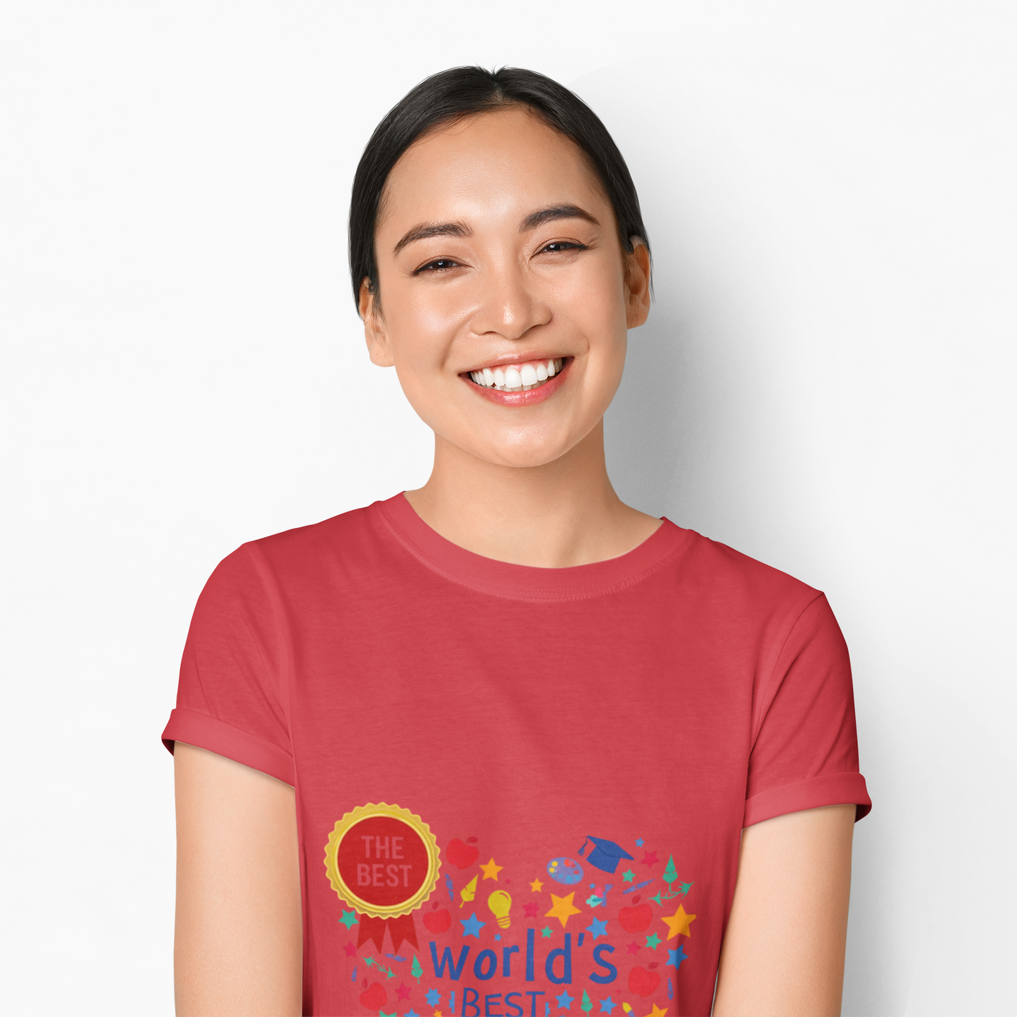 World's Best Teacher Cotton Tee - Designed to celebrate educators, this tee radiates warmth and positivity, making it a perfect gift for Teacher Appreciation Week.