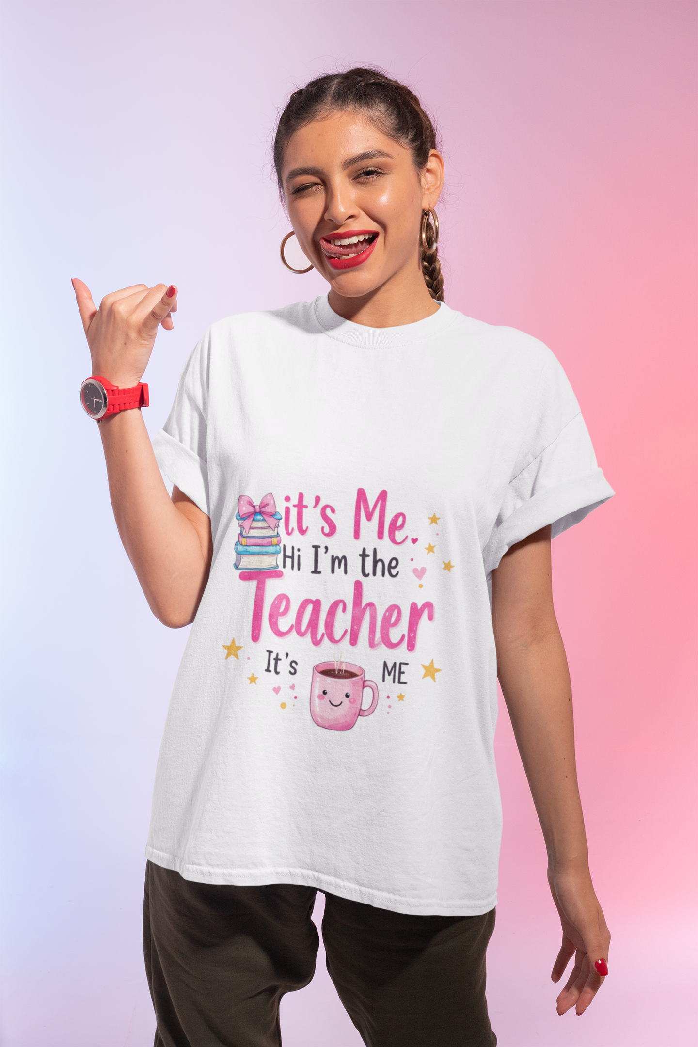 Cute Teacher V-Neck Tee, Inspirational Teacher, Showcasing a fun and vibrant design, this tee is not only comfortable but also helps express a passion for teaching.
