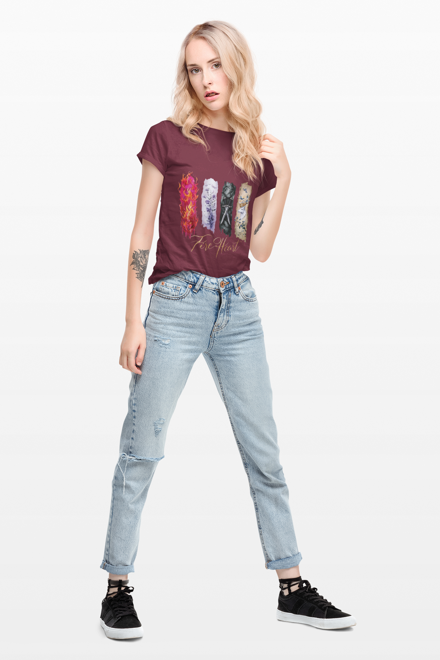 Fire Heart T-Shirt, Heir of Fire Tee, Ignite your wardrobe with the Fire Heart T-Shirt, a must-have for any fan of Sarah J. Maas's enchanting universe.