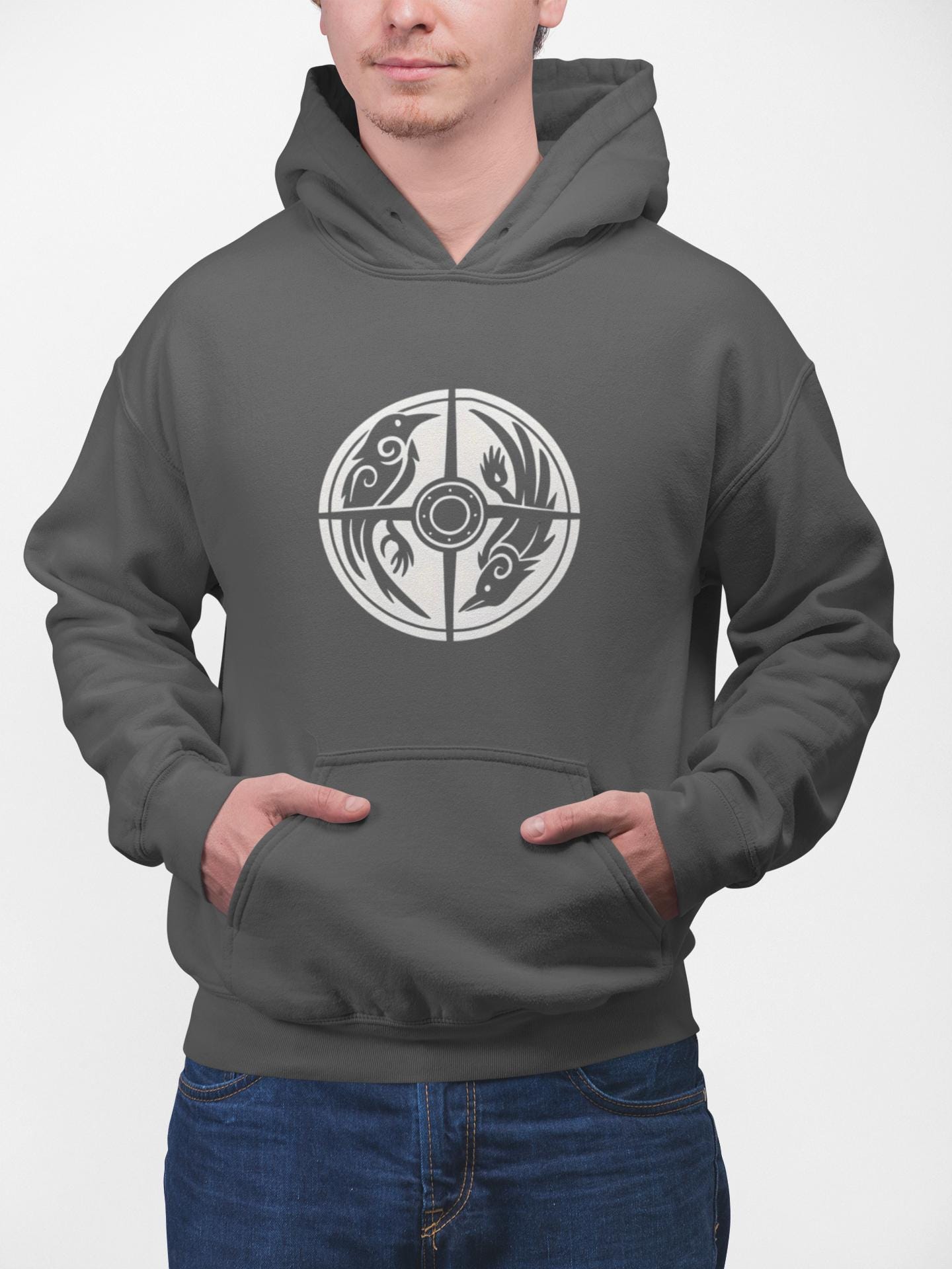 Norse Viking Shield Hoodie, Step into the realm of ancient warriors with our Norse Viking Shield Hoodie, a pinnacle of Norse design and craftsmanship.