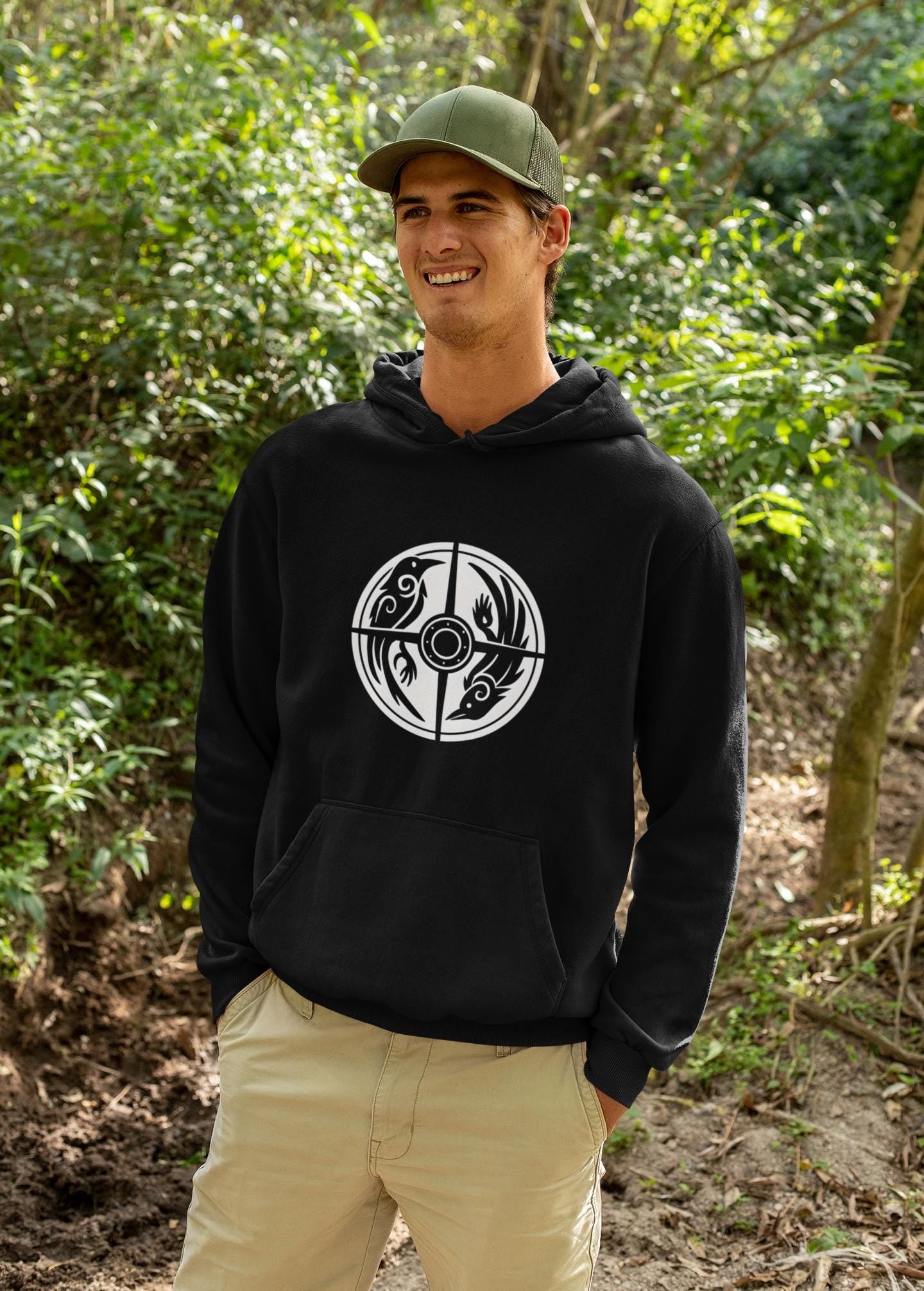Norse Viking Shield Hoodie, Step into the realm of ancient warriors with our Norse Viking Shield Hoodie, a pinnacle of Norse design and craftsmanship.