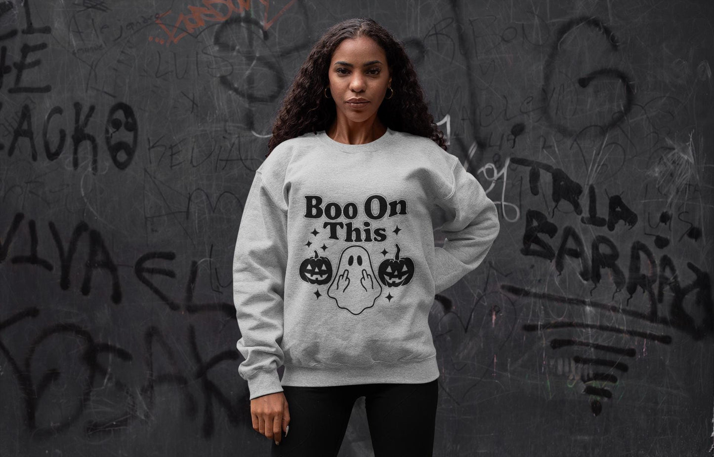 Boo on This Ghosty Sweatshirt, Step into the spirit of the season with our 'Boo on this, Ghosty Sweatshirt', a whimsical blend of warmth and ghost humor.