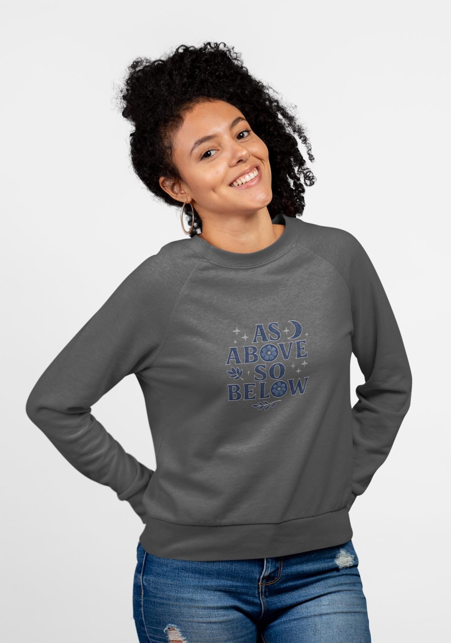 As Above So Below Sweatshirt, This witchy sweatshirt weaves the essence of paganism into every thread, making it the perfect piece of pagan clothing for those who cherish witchy things.