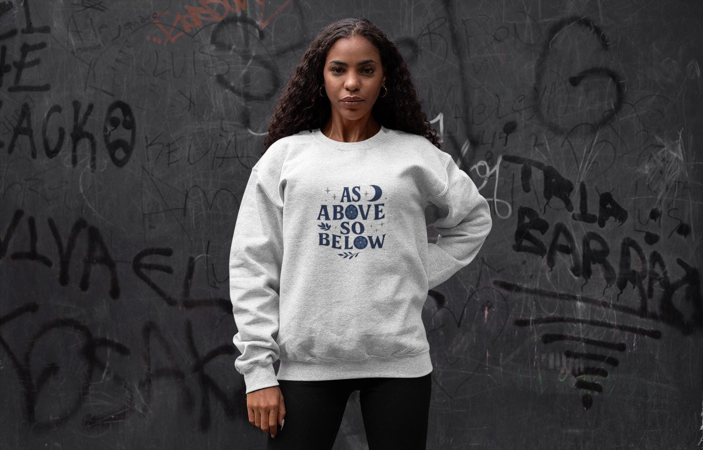As Above So Below Sweatshirt, This witchy sweatshirt weaves the essence of paganism into every thread, making it the perfect piece of pagan clothing for those who cherish witchy things.