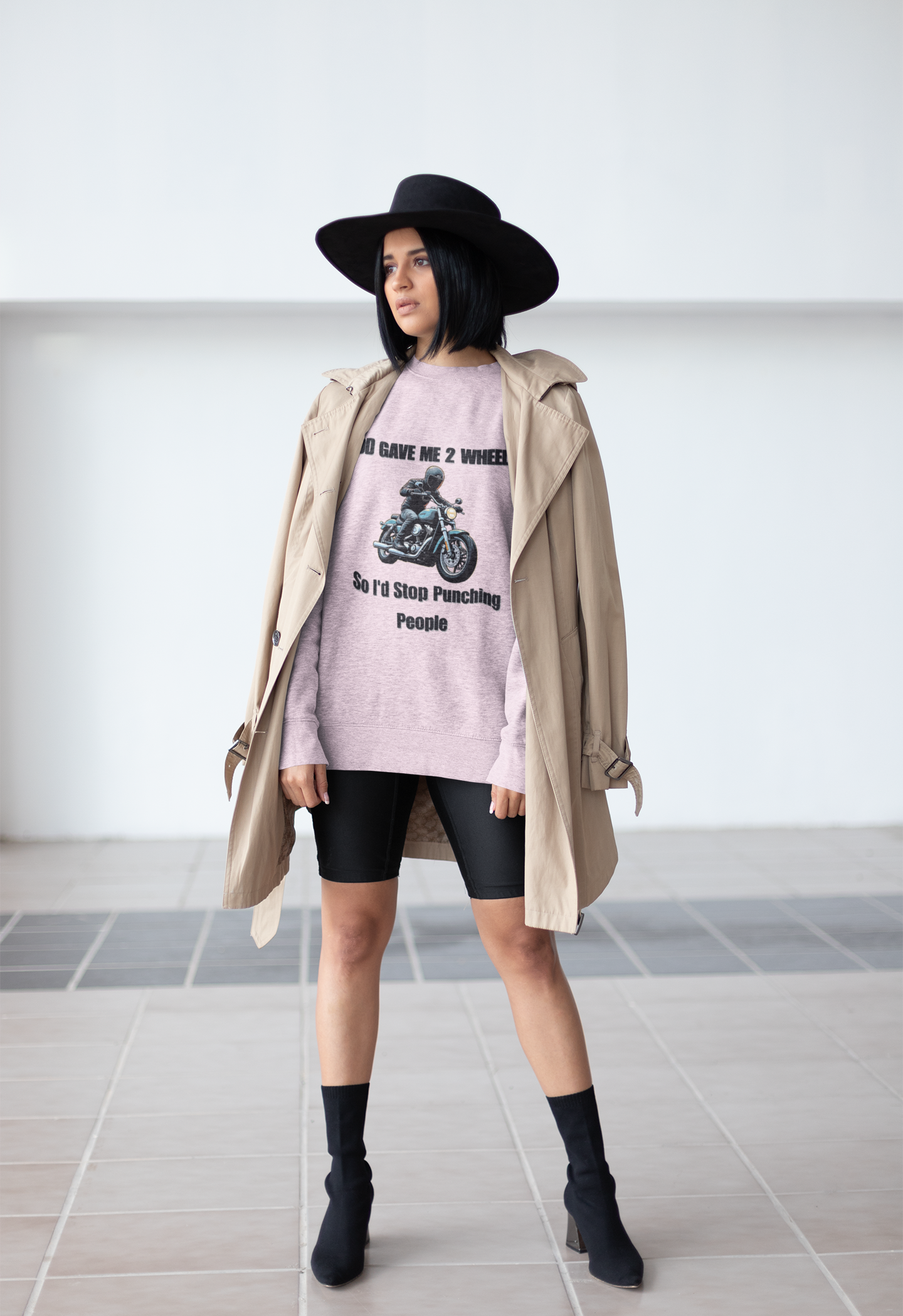 God Gave Me 2 Wheels Sweatshirt, The light-hearted motorcycling-themed graphic adds a fun twist, making it the perfect companion for casual outings or bike rides.