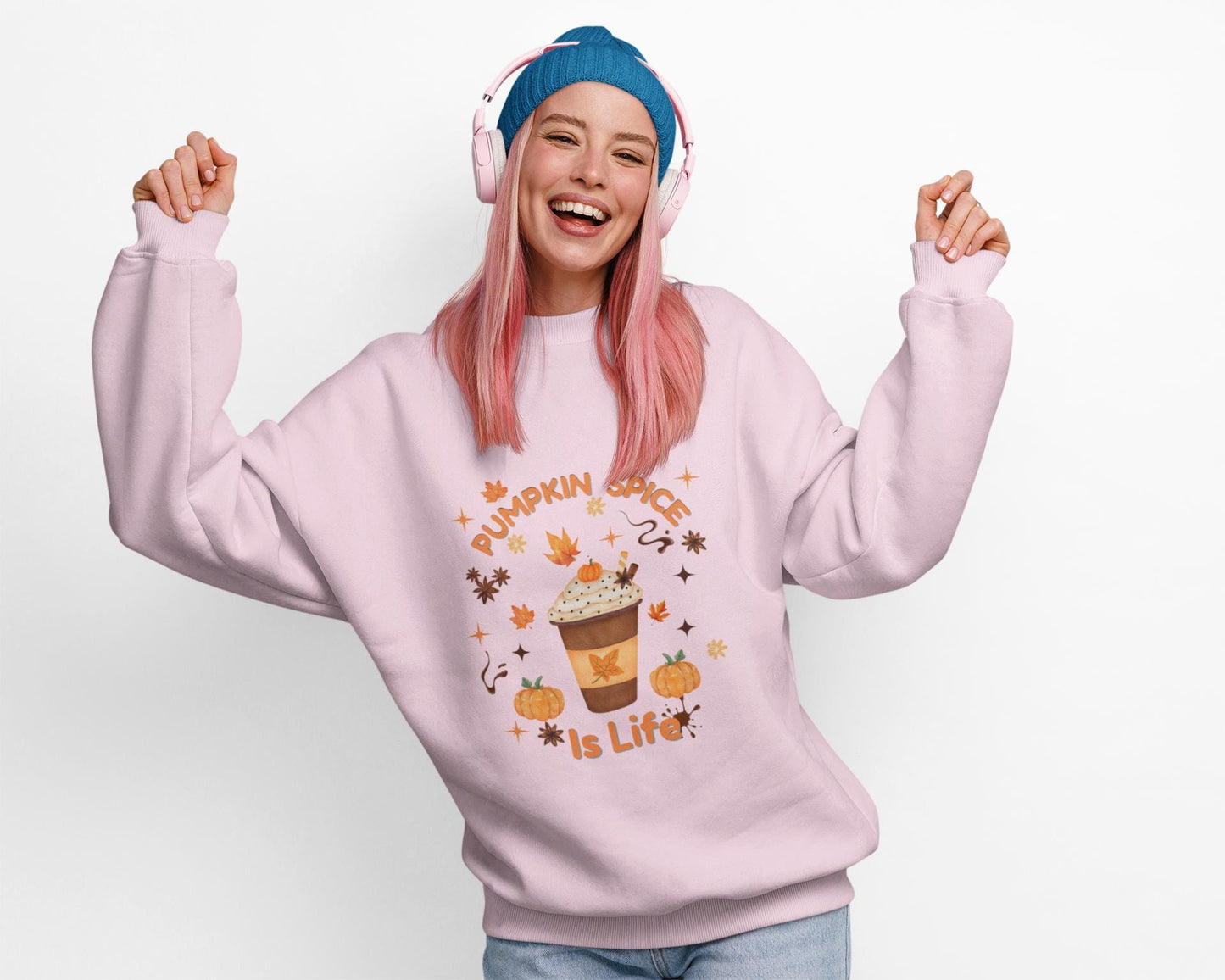 Pumpkin Spice is Life Sweatshirt, This autumn jumper is designed to wrap you in the warmth and comfort that the pumpkin spice season brings.