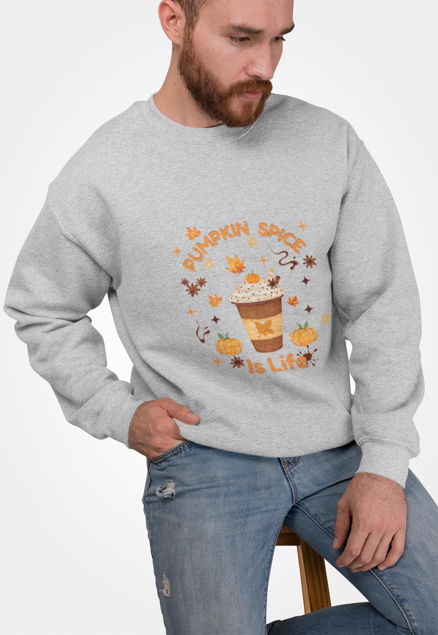 Pumpkin Spice is Life Sweatshirt, This autumn jumper is designed to wrap you in the warmth and comfort that the pumpkin spice season brings.