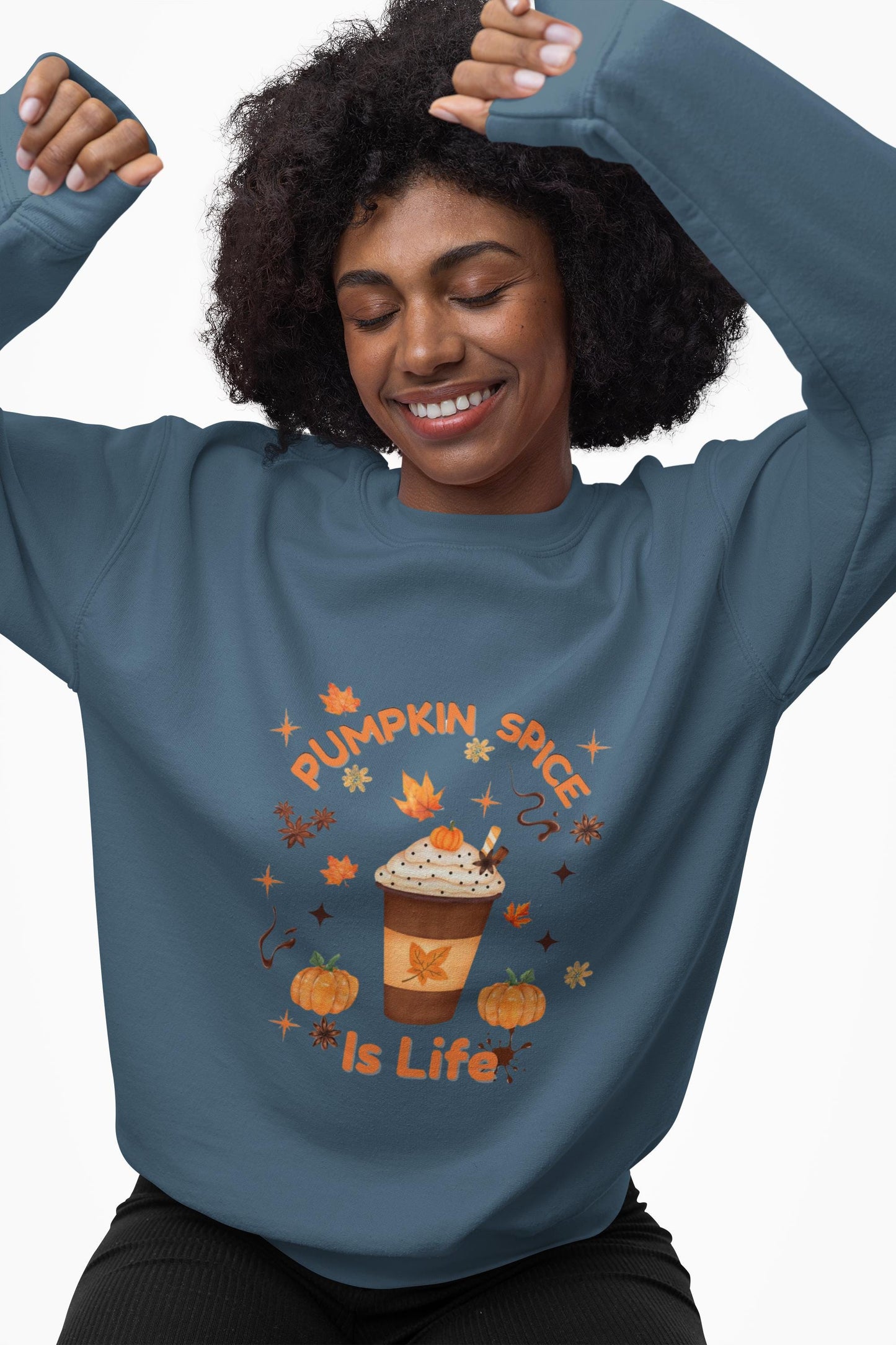 Pumpkin Spice is Life Sweatshirt, This autumn jumper is designed to wrap you in the warmth and comfort that the pumpkin spice season brings.