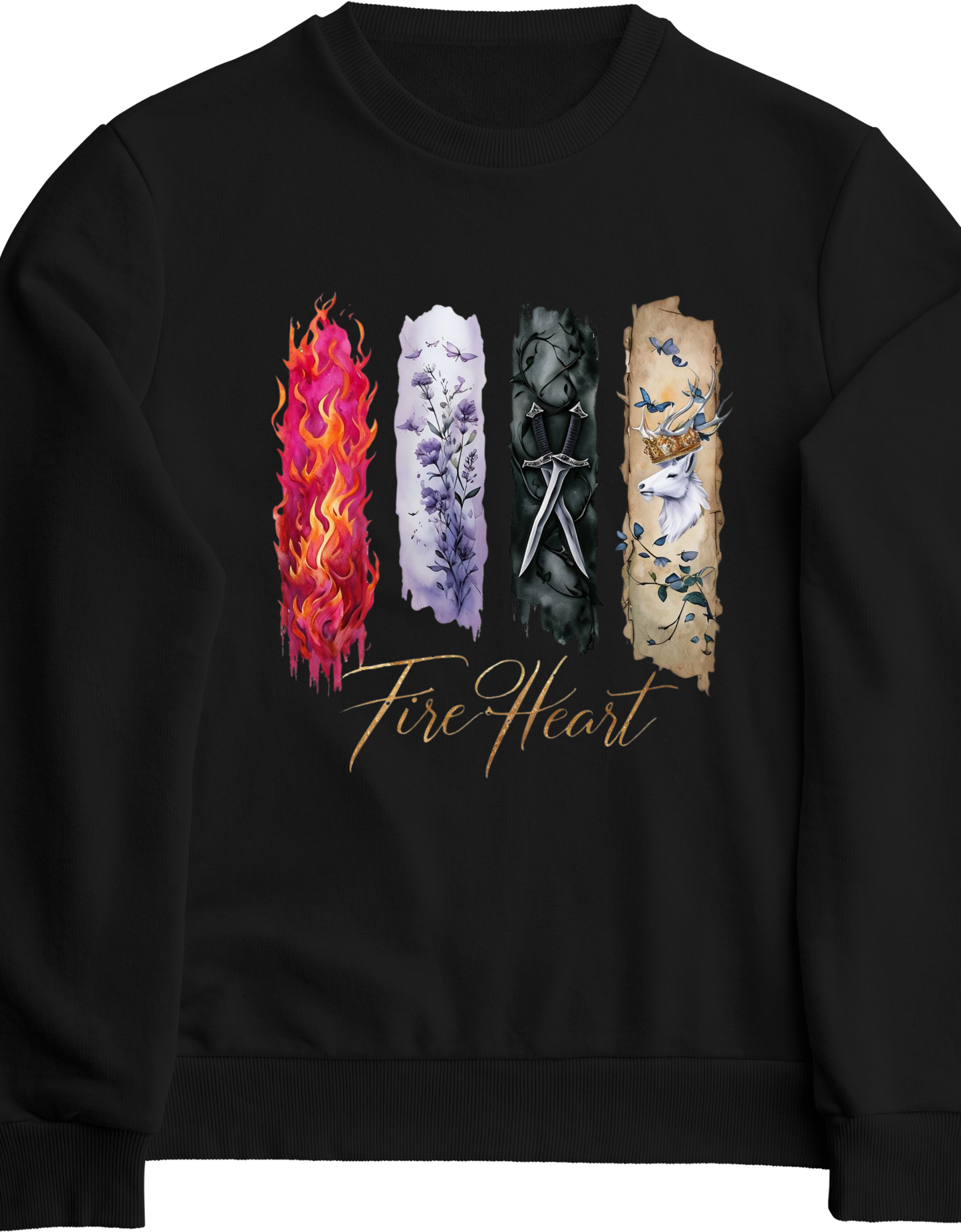 Fire Heart Sweatshirt, Heir of Fire, perfect for book lovers, especially fans of Sarah J. Maas and her character Aelin Ashryver Galathynius.