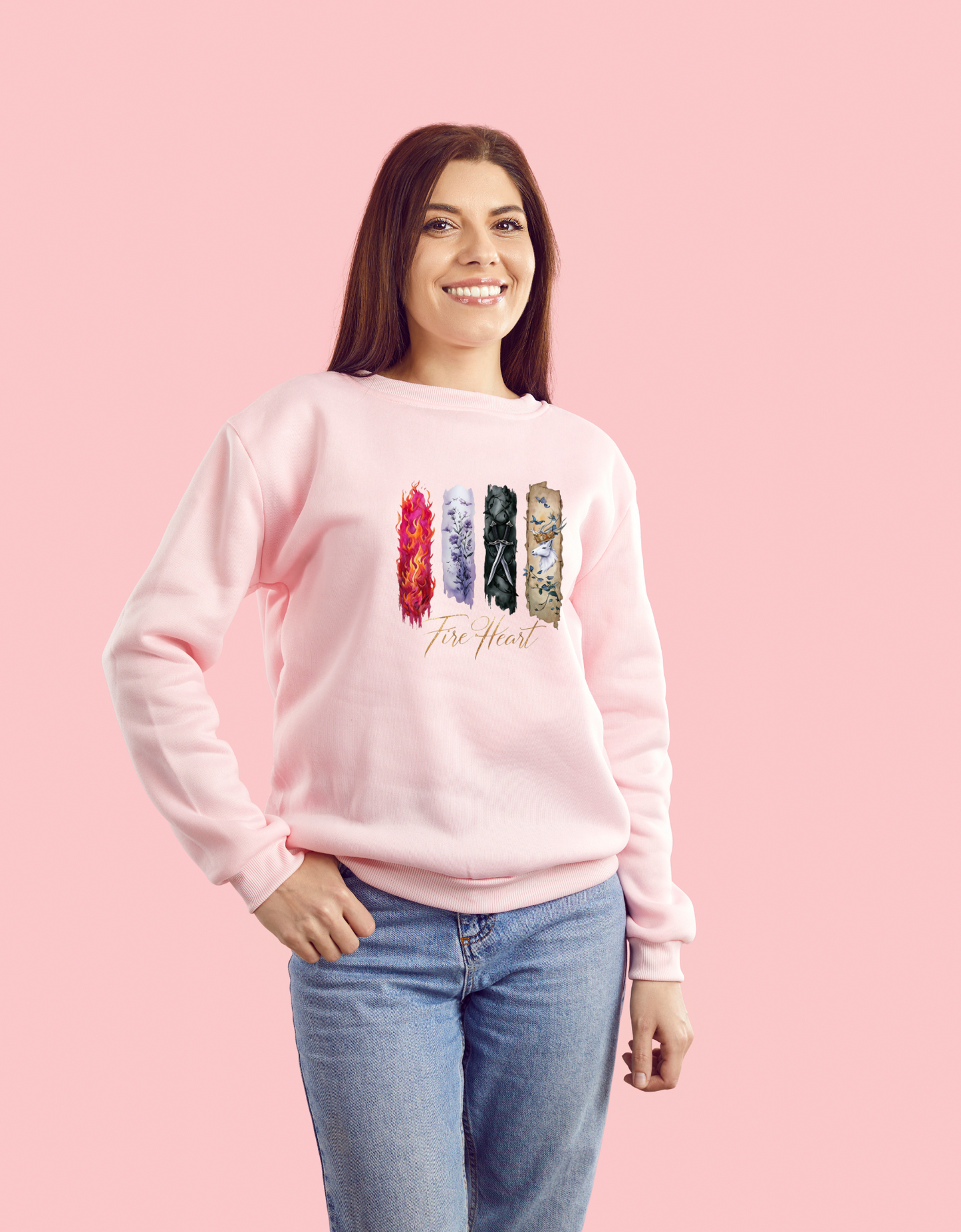 Fire Heart Sweatshirt, Heir of Fire, perfect for book lovers, especially fans of Sarah J. Maas and her character Aelin Ashryver Galathynius.