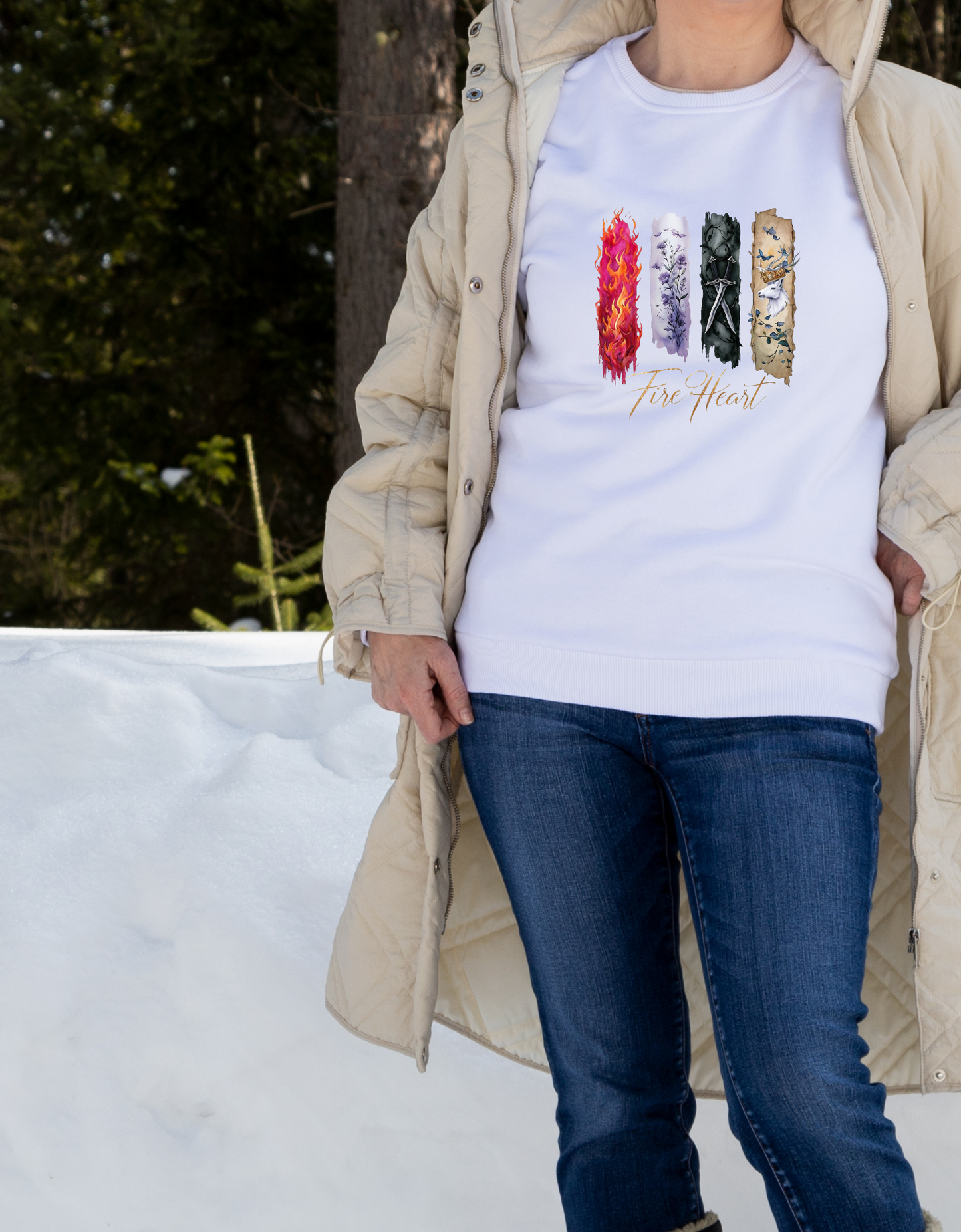 Fire Heart Sweatshirt, Heir of Fire, perfect for book lovers, especially fans of Sarah J. Maas and her character Aelin Ashryver Galathynius.