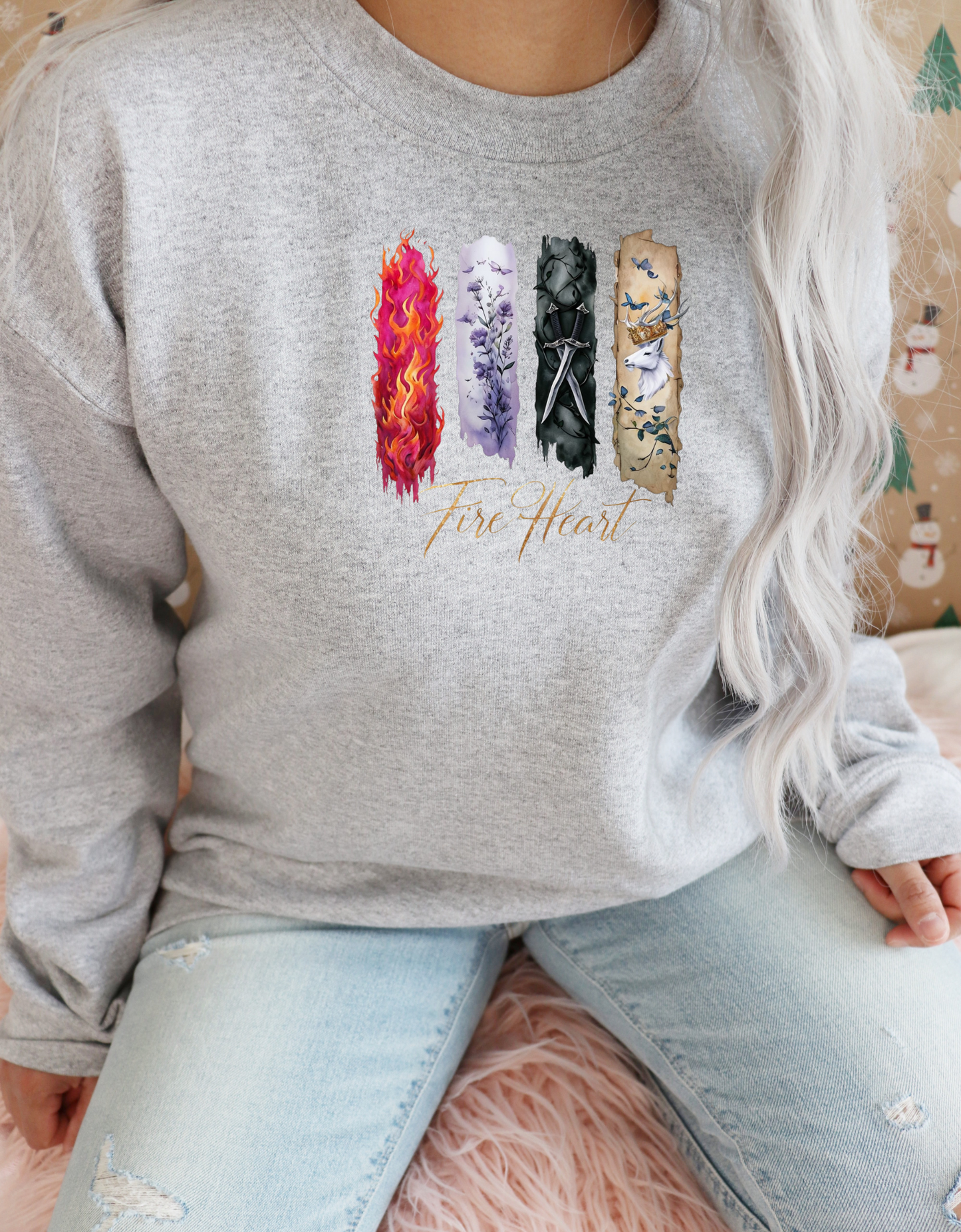 Fire Heart Sweatshirt, Heir of Fire, perfect for book lovers, especially fans of Sarah J. Maas and her character Aelin Ashryver Galathynius.