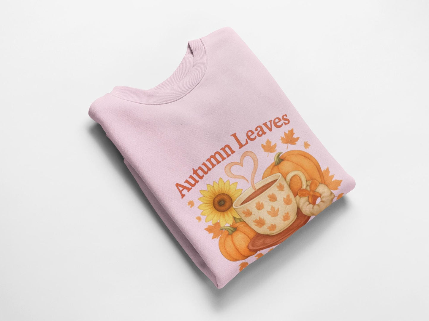 Autumnal Leaves and a Cup of Tea Sweatshirt, Imagine sipping on a warm cuppa, perhaps a delightful Yorkshire tea in a comfortable sweater.