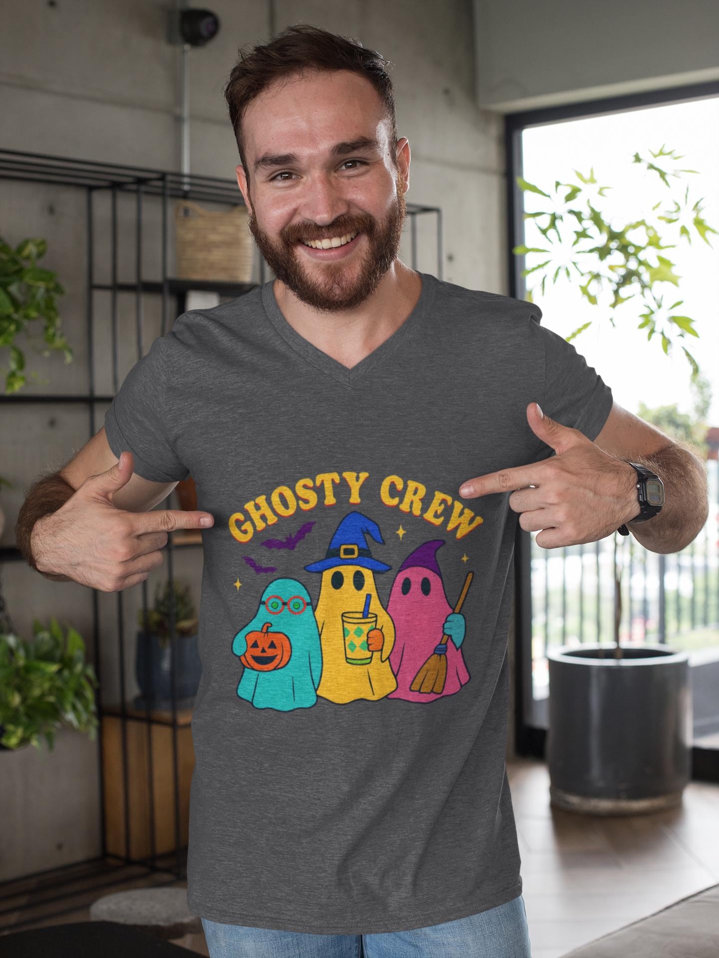 Ghostly Crew Tee, This tee is ideal for individuals who love to share in the holiday spirit, making it a wonderful gift for friends, family, or even yourself.