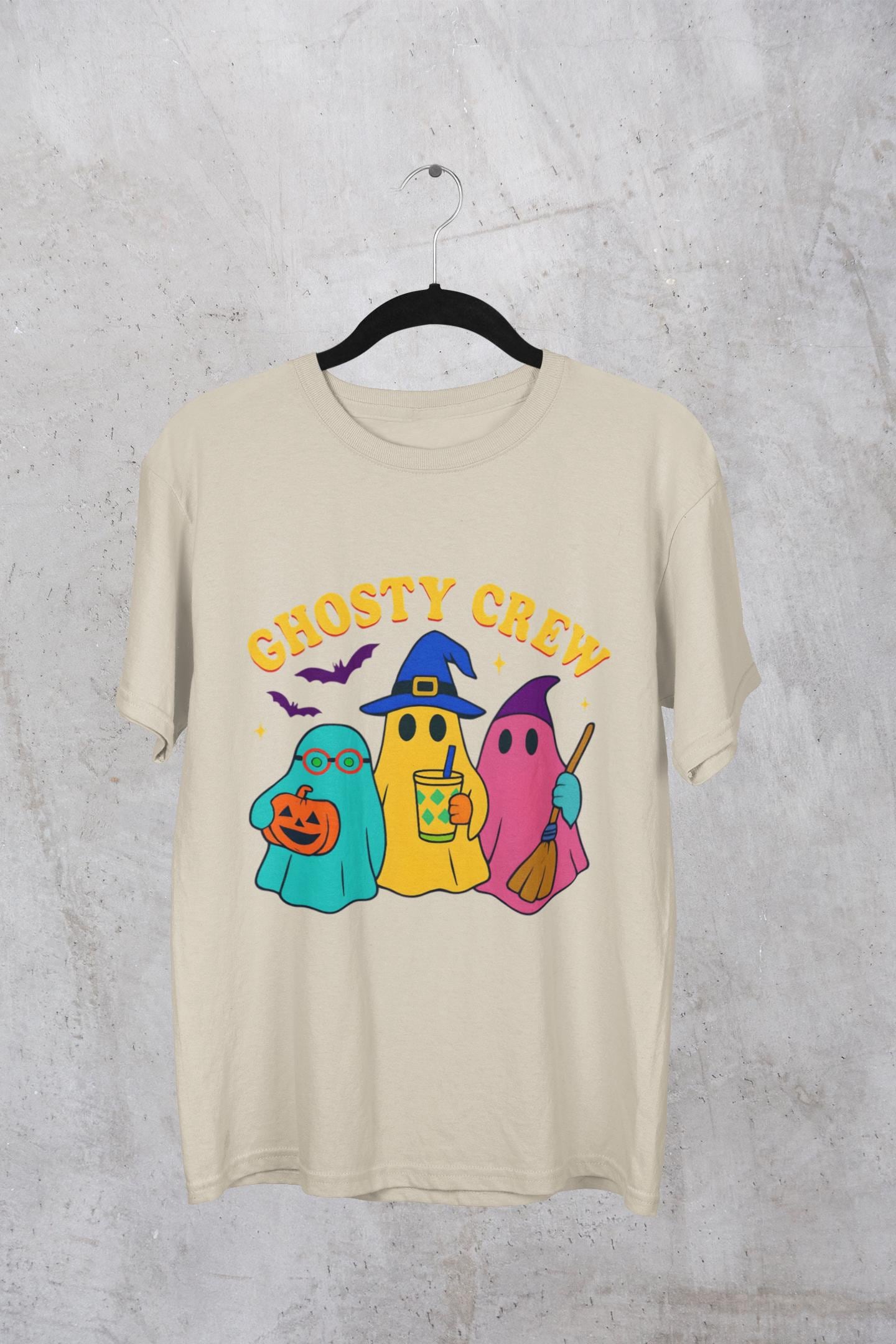 Ghostly Crew Tee, This tee is ideal for individuals who love to share in the holiday spirit, making it a wonderful gift for friends, family, or even yourself.
