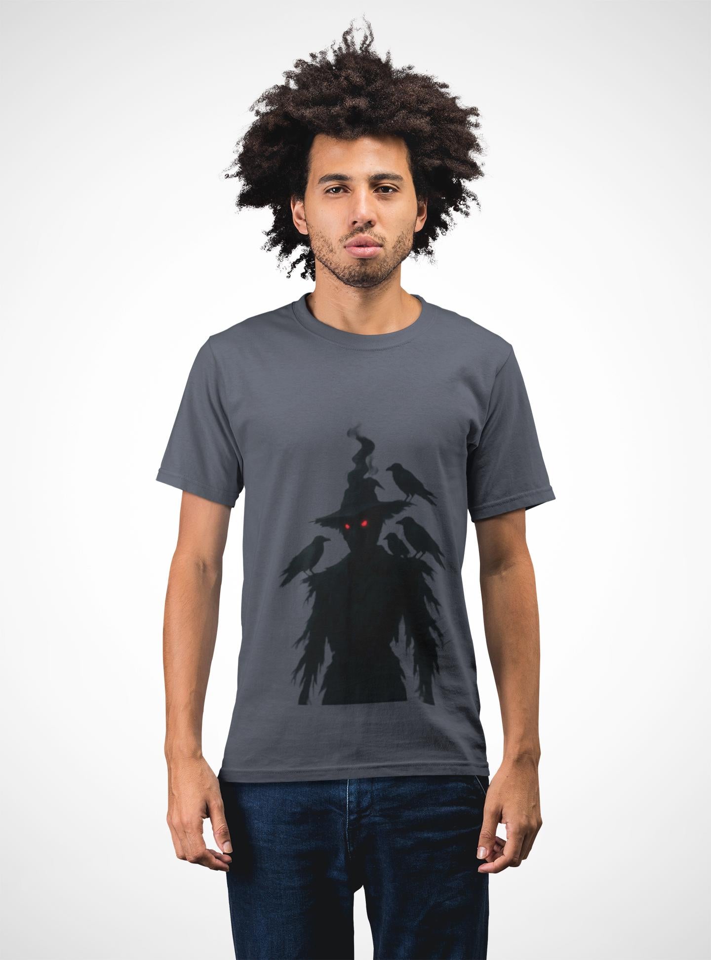 Scary Scarecrow Tee,This Halloween shirt captures the essence of the season with a mesmerizing scarecrow design, blending the line between spooky and stylish.