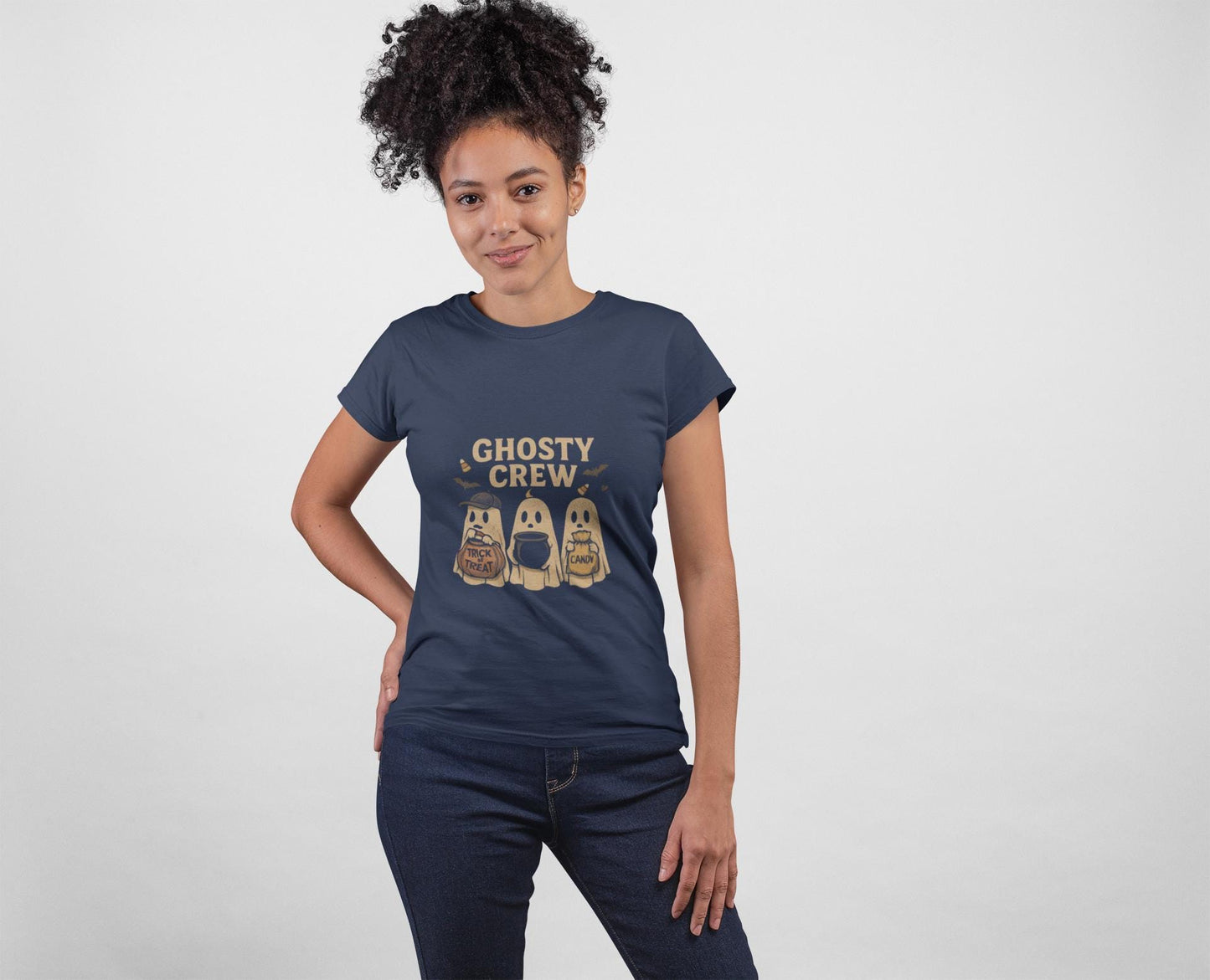 Halloween Ghosty Tee - Women's Softstyle Shirt Perfect for those who love Halloween and want to add a touch of spookiness to their wardrobe.