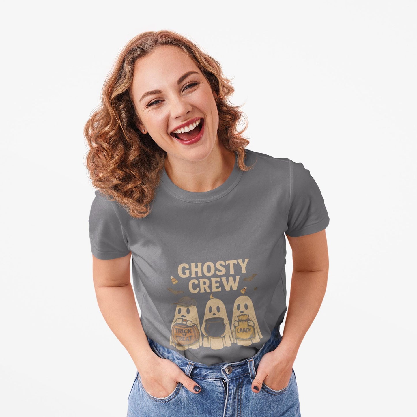 Halloween Ghosty Tee - Women's Softstyle Shirt Perfect for those who love Halloween and want to add a touch of spookiness to their wardrobe.