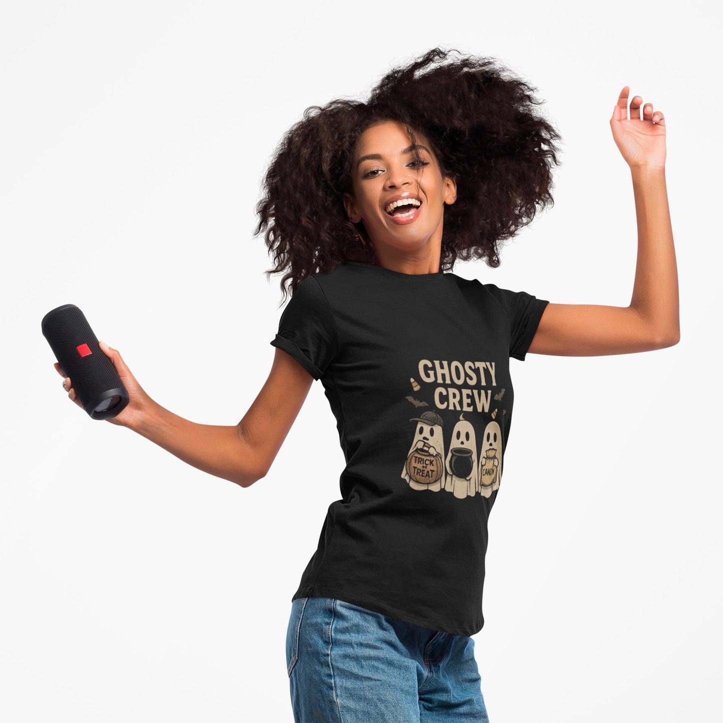 Halloween Ghosty Tee - Women's Softstyle Shirt Perfect for those who love Halloween and want to add a touch of spookiness to their wardrobe.