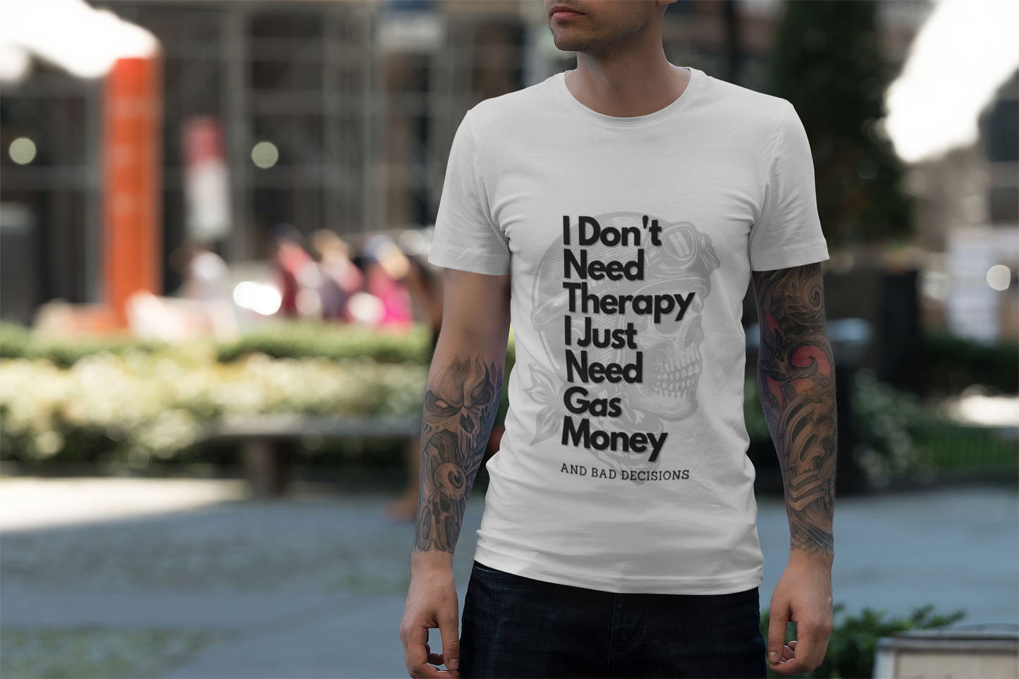 I don'tneedtherapybikerT-Shirt, This tee is a great addition to a biker's wardrobe or for anyone looking to add a rebellious touch to their outfit.