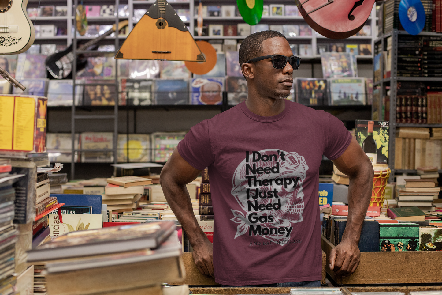 I don'tneedtherapybikerT-Shirt, This tee is a great addition to a biker's wardrobe or for anyone looking to add a rebellious touch to their outfit.