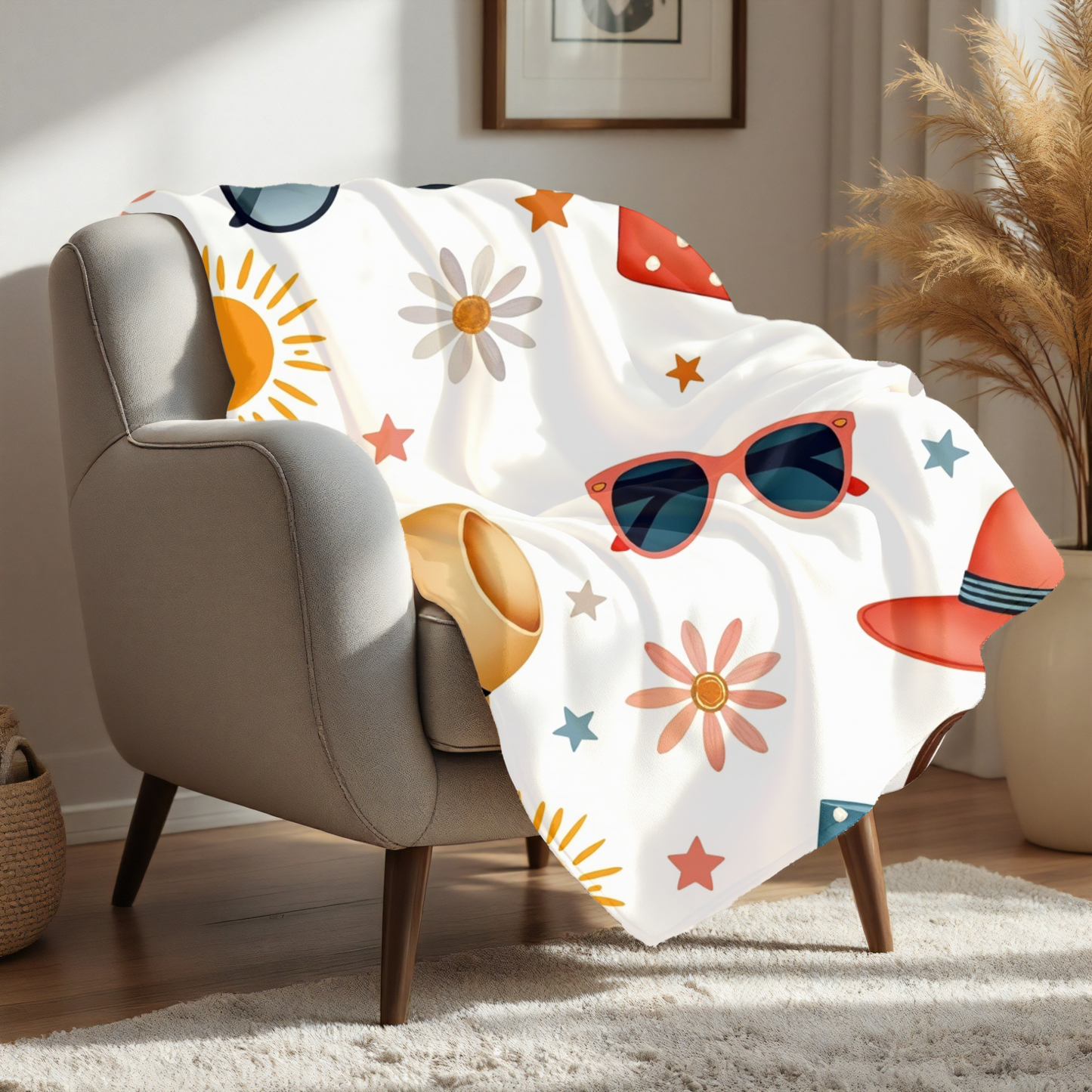 Summer Vibe Fleece Blanket | Perfect for cozying up on chilly nights, this blanket brings a vibrant touch to your living space.