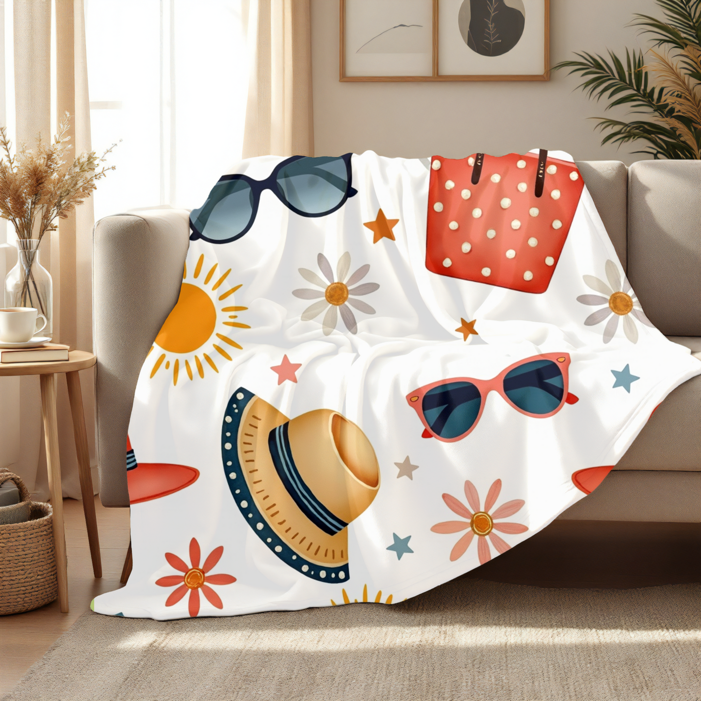 Summer Vibe Fleece Blanket | Perfect for cozying up on chilly nights, this blanket brings a vibrant touch to your living space.