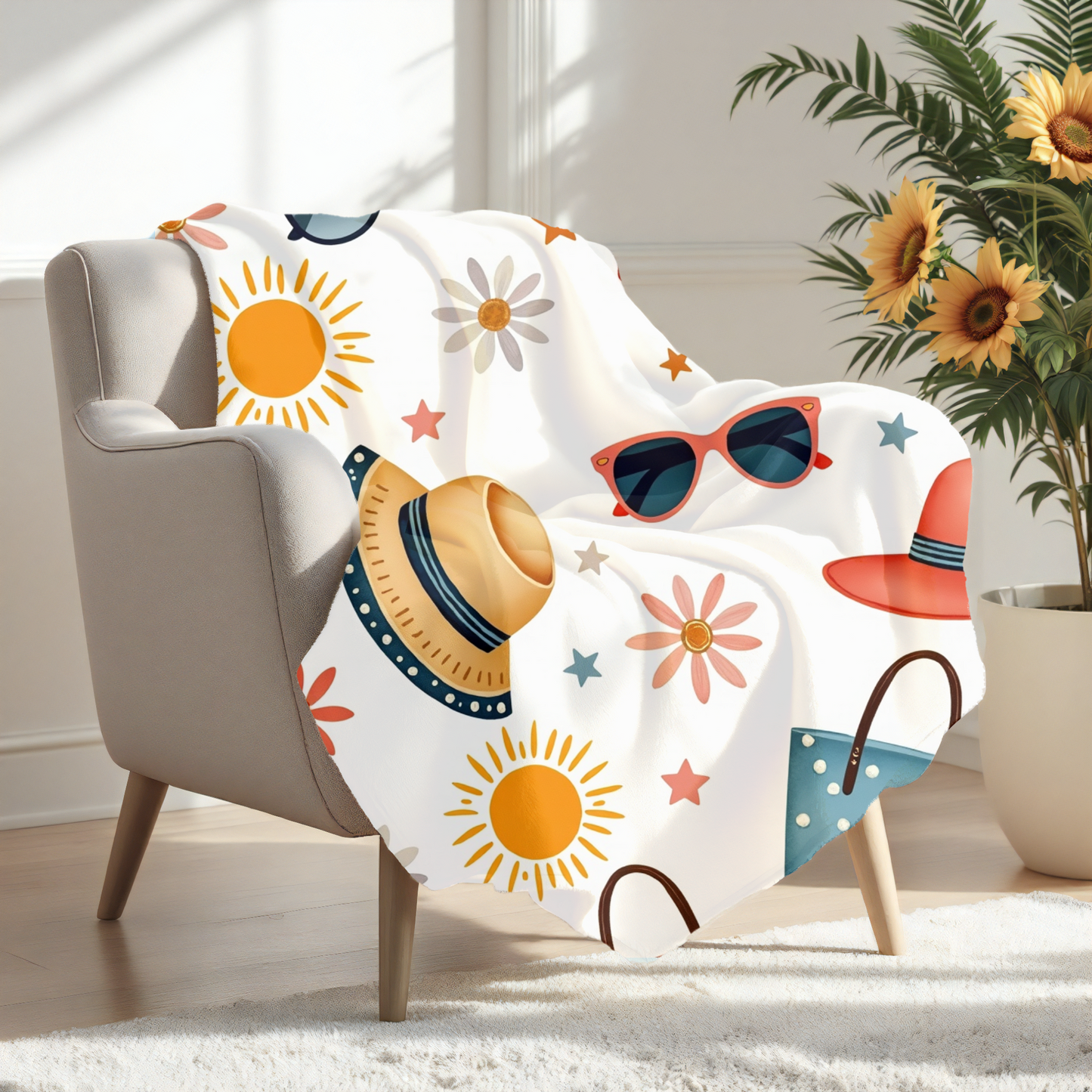 Summer Vibe Fleece Blanket | Perfect for cozying up on chilly nights, this blanket brings a vibrant touch to your living space.