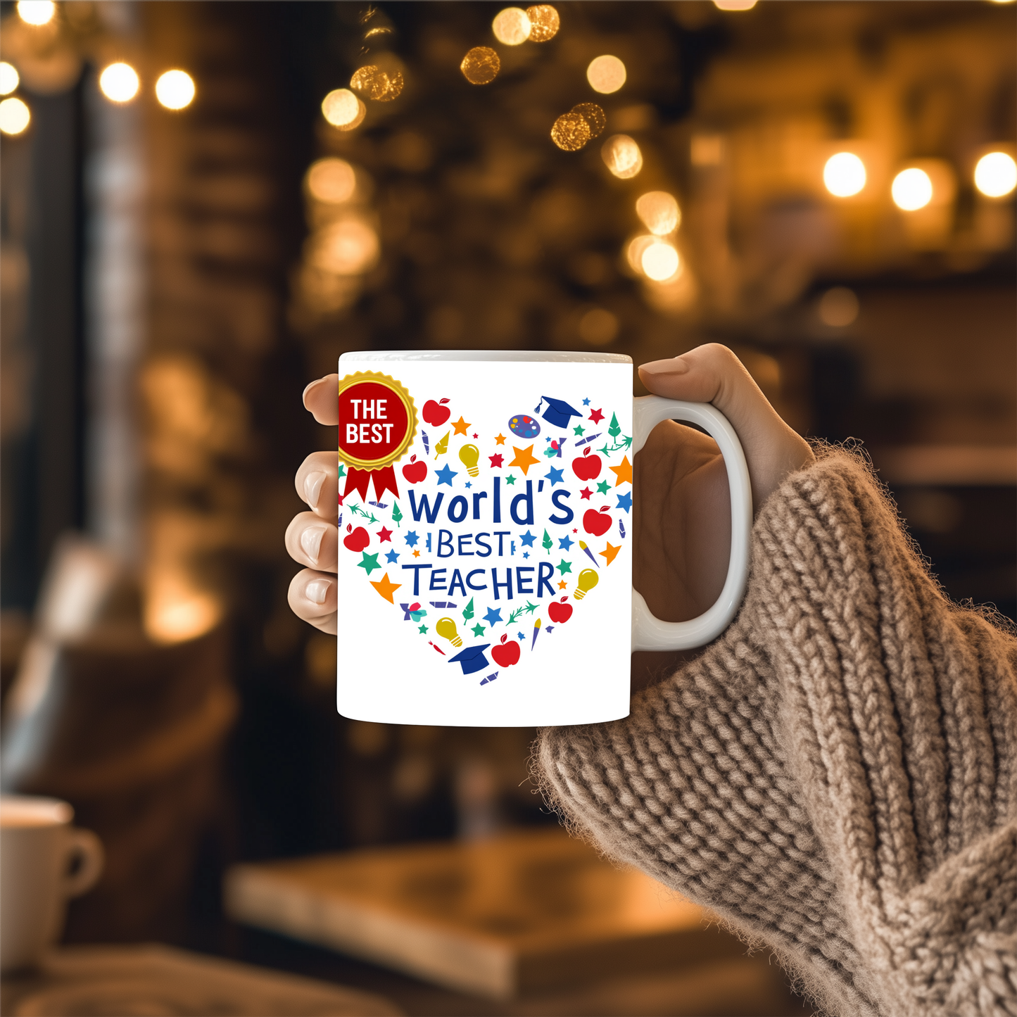 World's Best Teacher Mug - Ideal for teachers, students, or parents looking to show gratitude, it makes a thoughtful gift for Teacher Appreciation Week, end-of-year celebrations, or just-because moments.
