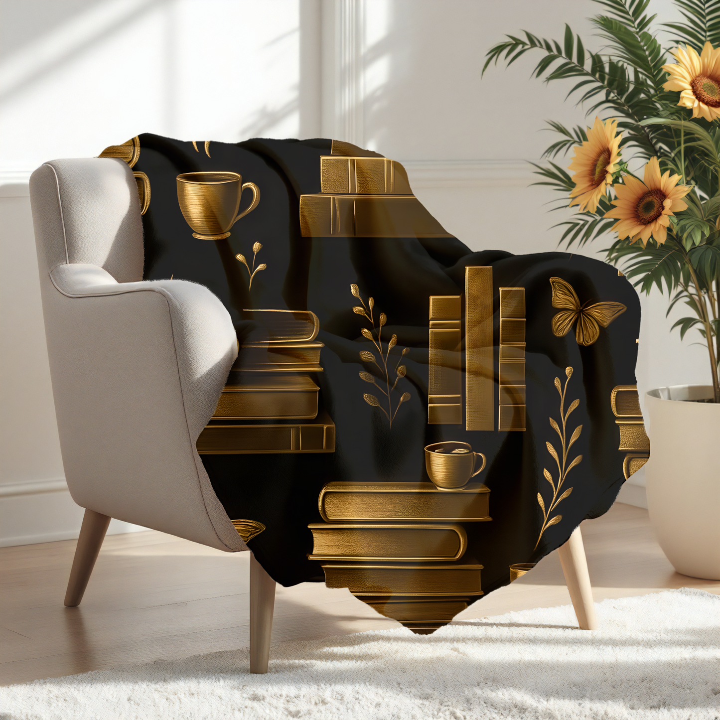 Cozy Bookshelf Fleece Blanket Perfect for Book Lovers, The soft texture invites you to snuggle up on chilly evenings, making it an ideal companion for reading or watching your favorite movies.