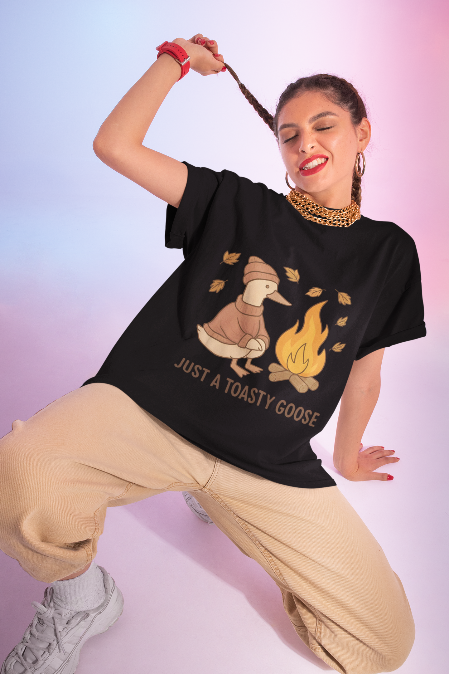 Autumn Goose Tee -Toasty Goose autumn Fashion, it's great for gatherings and makes a perfect gift.