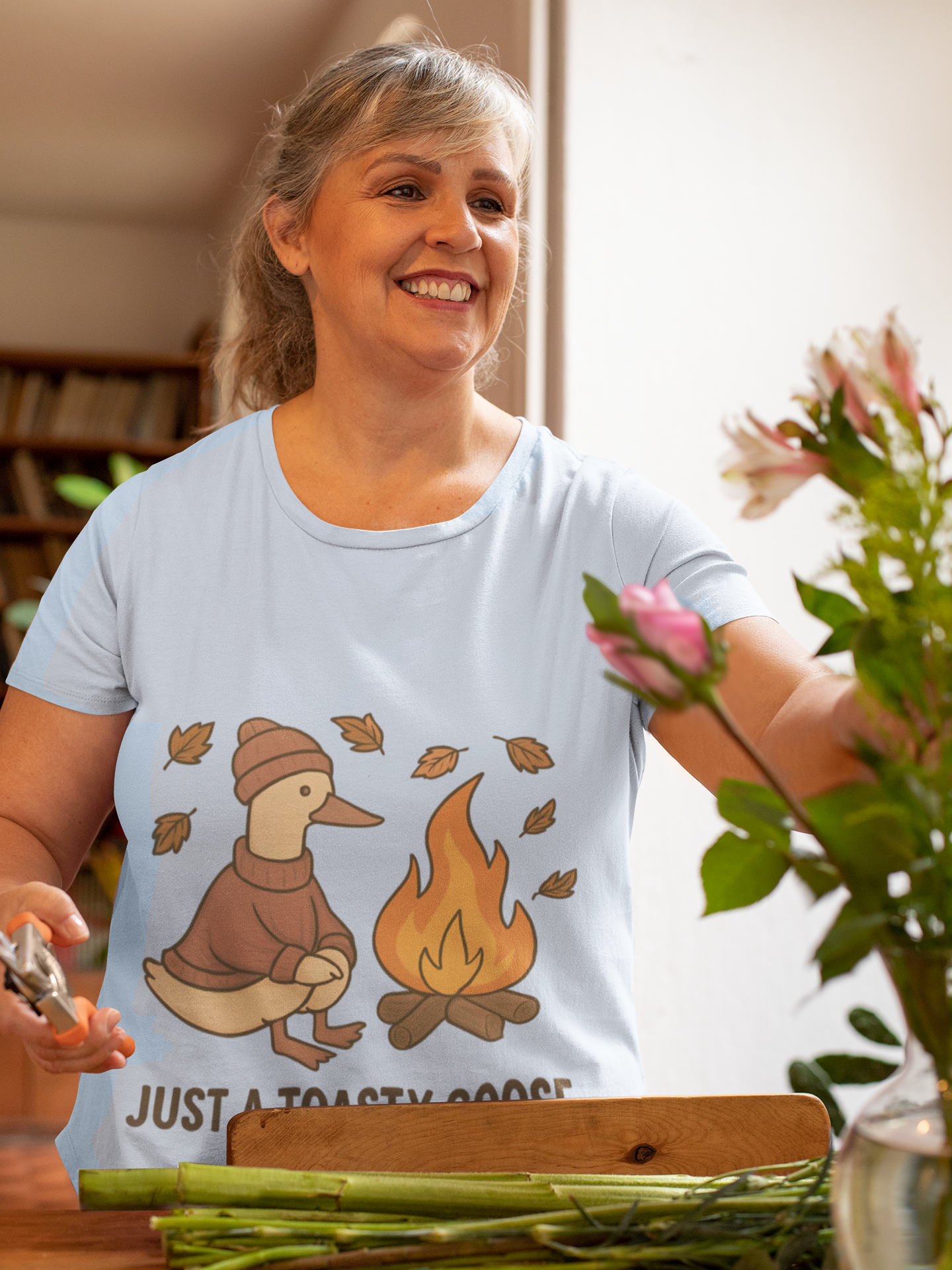 Autumn Goose Tee -Toasty Goose autumn Fashion, it's great for gatherings and makes a perfect gift.