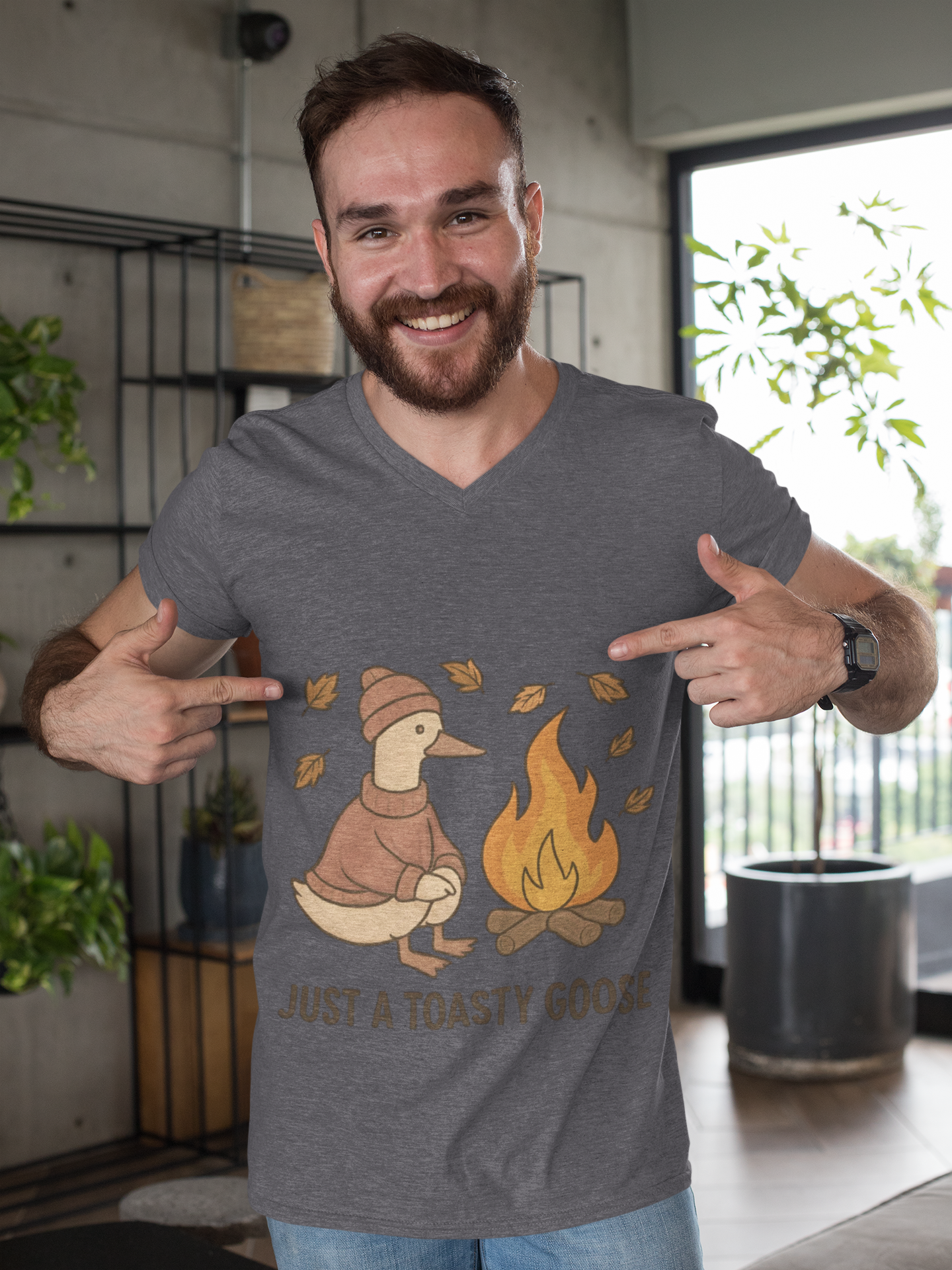 Autumn Goose Tee -Toasty Goose autumn Fashion, it's great for gatherings and makes a perfect gift.
