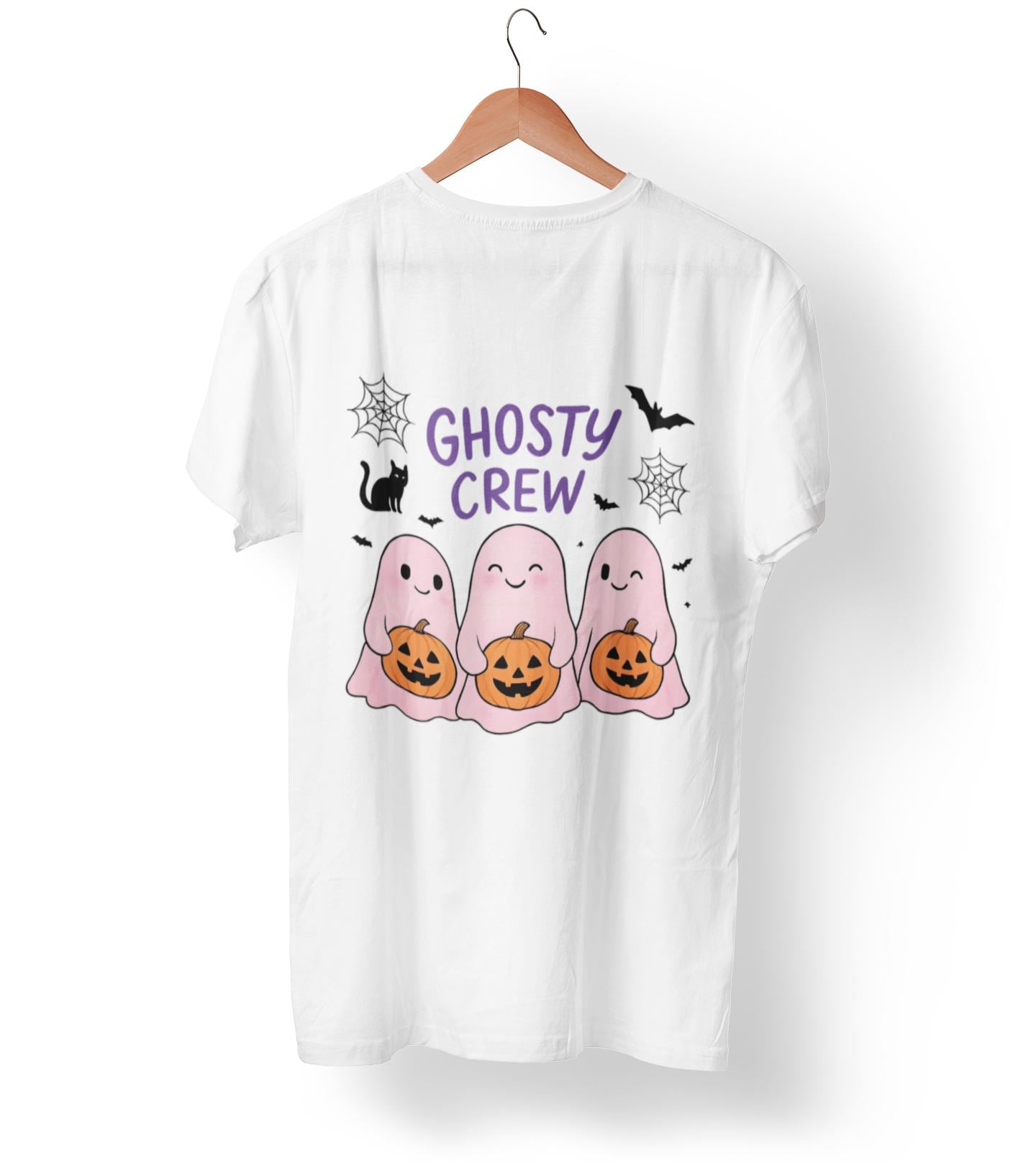 Ghosty Crew Halloween Tee, It’s great for spooky season gatherings, casual outings, or simply lounging at home with friends