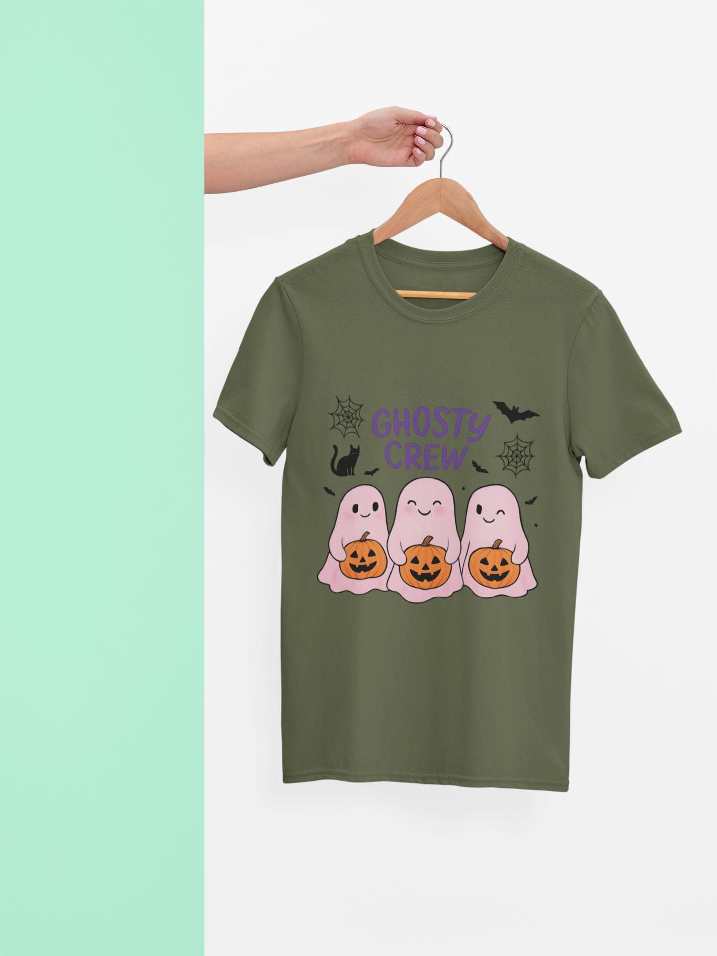 Ghosty Crew Halloween Tee, It’s great for spooky season gatherings, casual outings, or simply lounging at home with friends