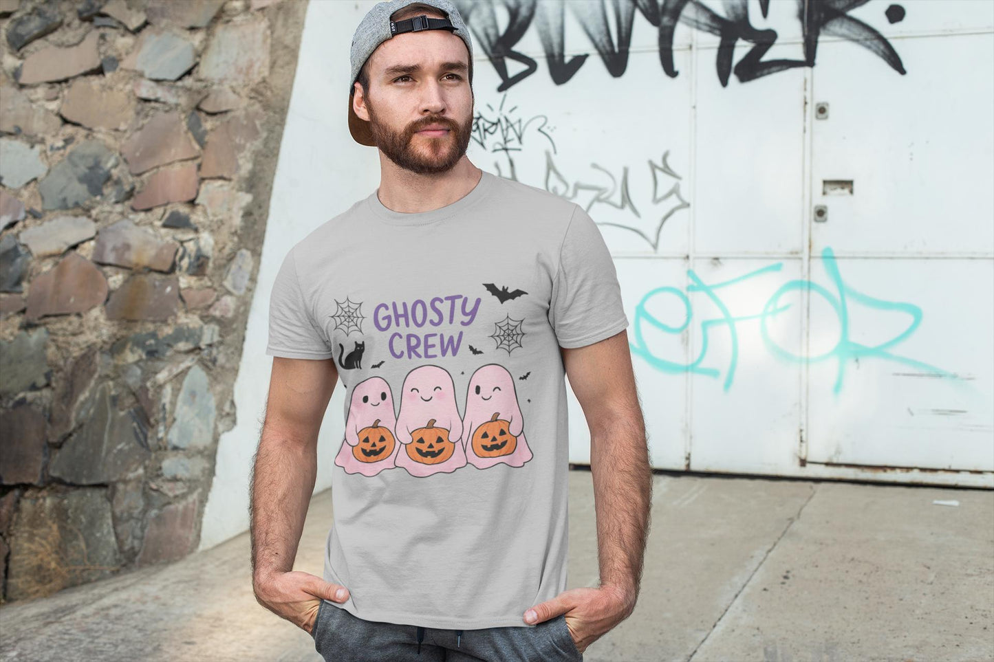 Ghosty Crew Halloween Tee, It’s great for spooky season gatherings, casual outings, or simply lounging at home with friends