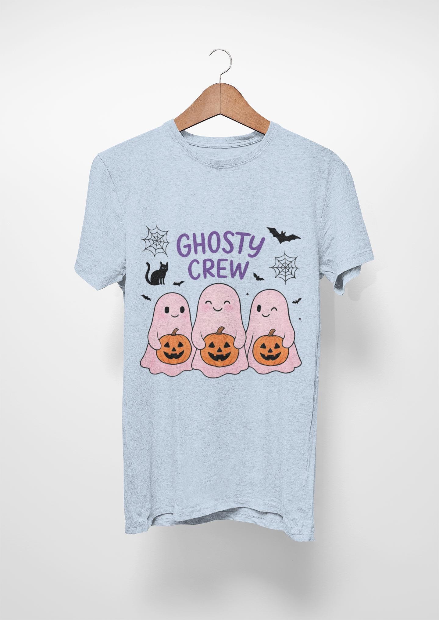 Ghosty Crew Halloween Tee, It’s great for spooky season gatherings, casual outings, or simply lounging at home with friends