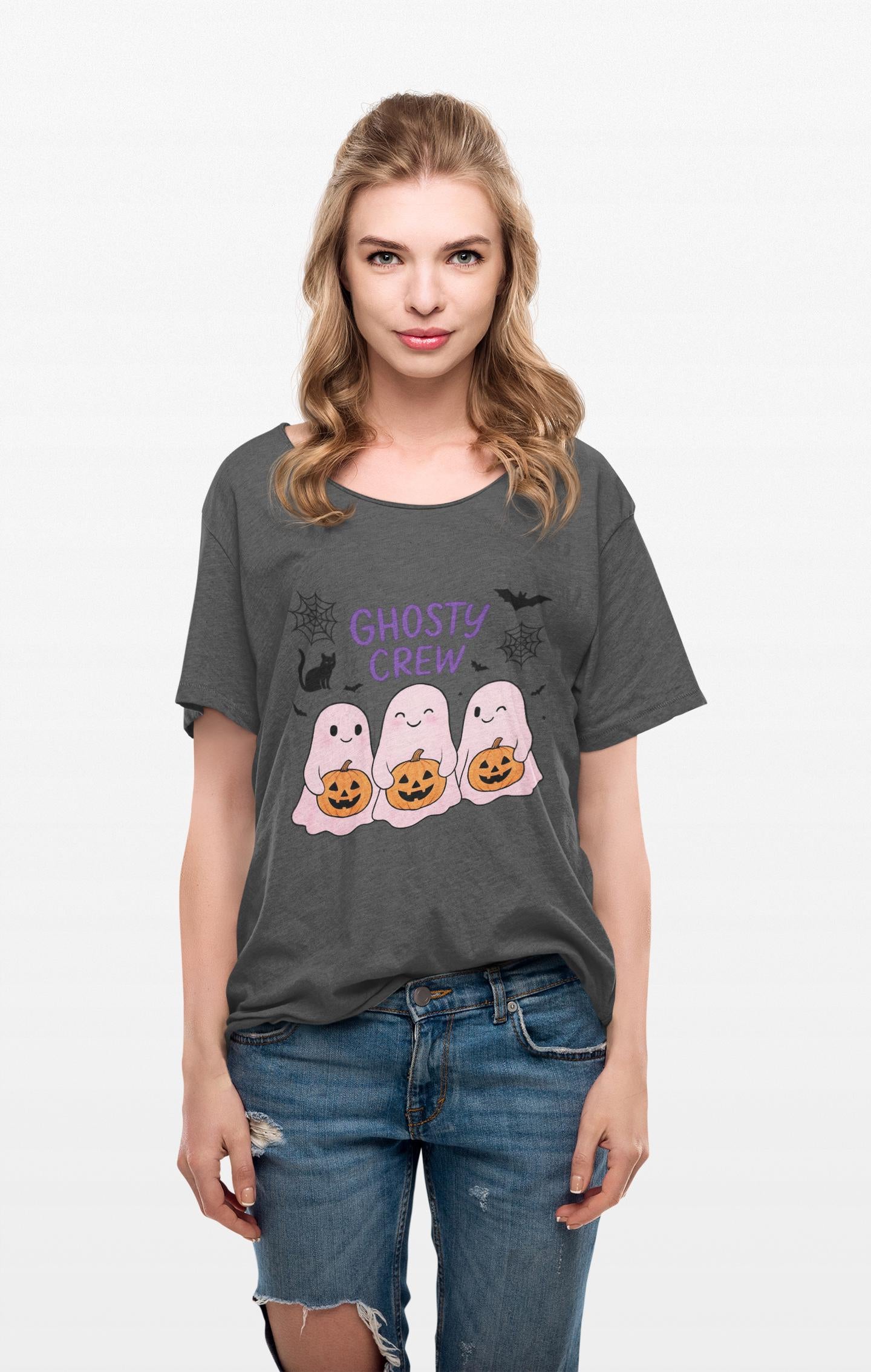 Ghosty Crew Halloween Tee, It’s great for spooky season gatherings, casual outings, or simply lounging at home with friends