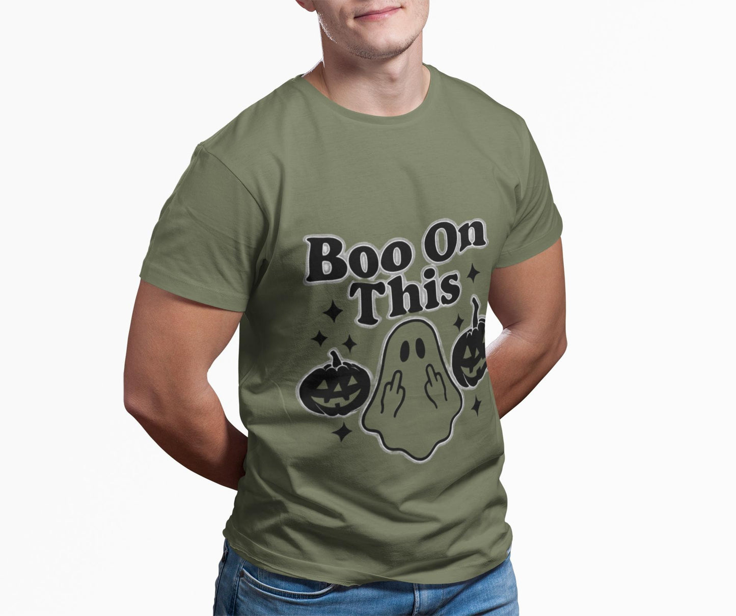 Boo on This Shirt, This boo tee embodies playful spookiness with its whimsical "boo on this" phrase, making it perfect for anyone who enjoys a bit of ghosting humor.