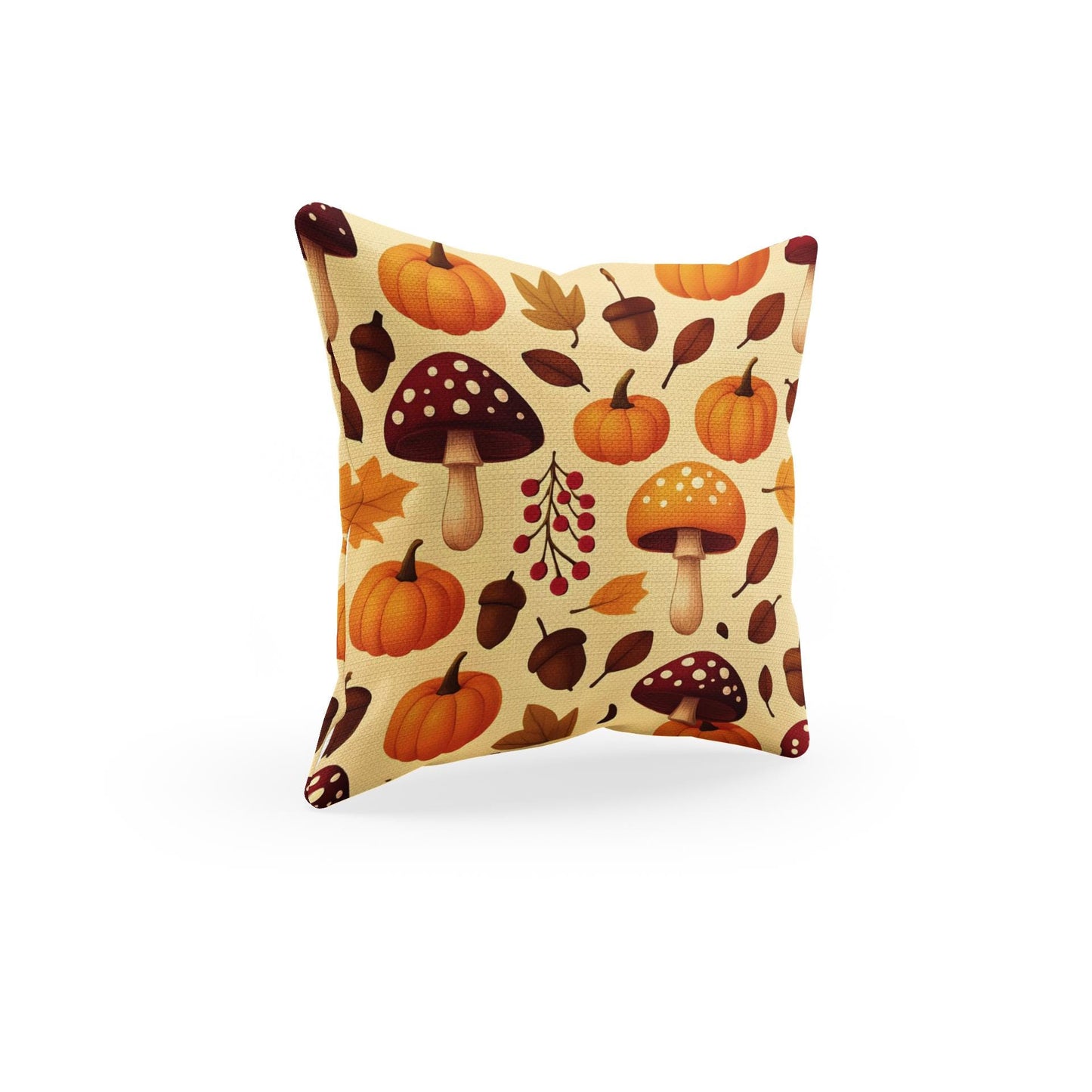 Pumpkin Mushroom Autumn Pillow, with its playful design featuring a cozy pumpkin and whimsical mushroom, perfect for embracing Hello Autumn.