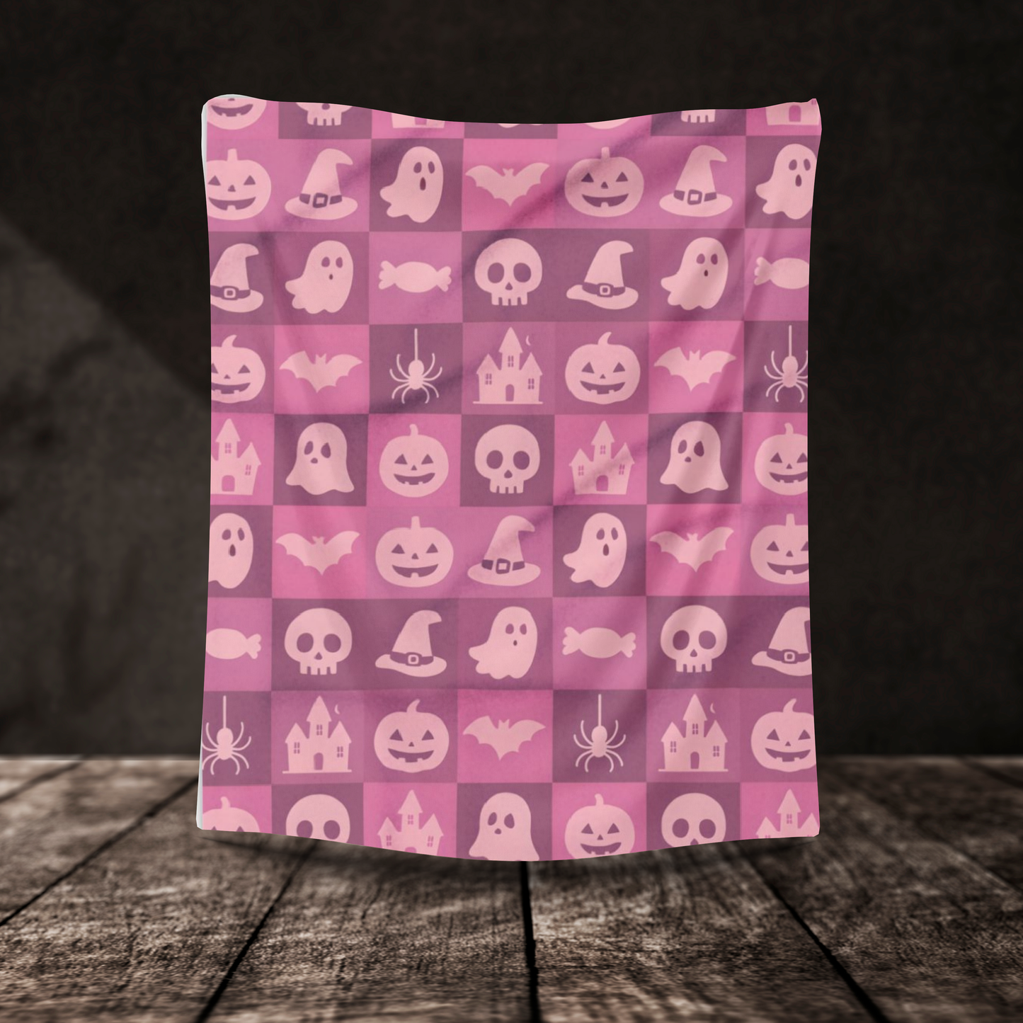 Spooky Pink Halloween Blanket, perfect for adding a unique twist to your seasonal decor. Drape this plush pink ghost blanket over your sofa to invite a cozy, festive warmth