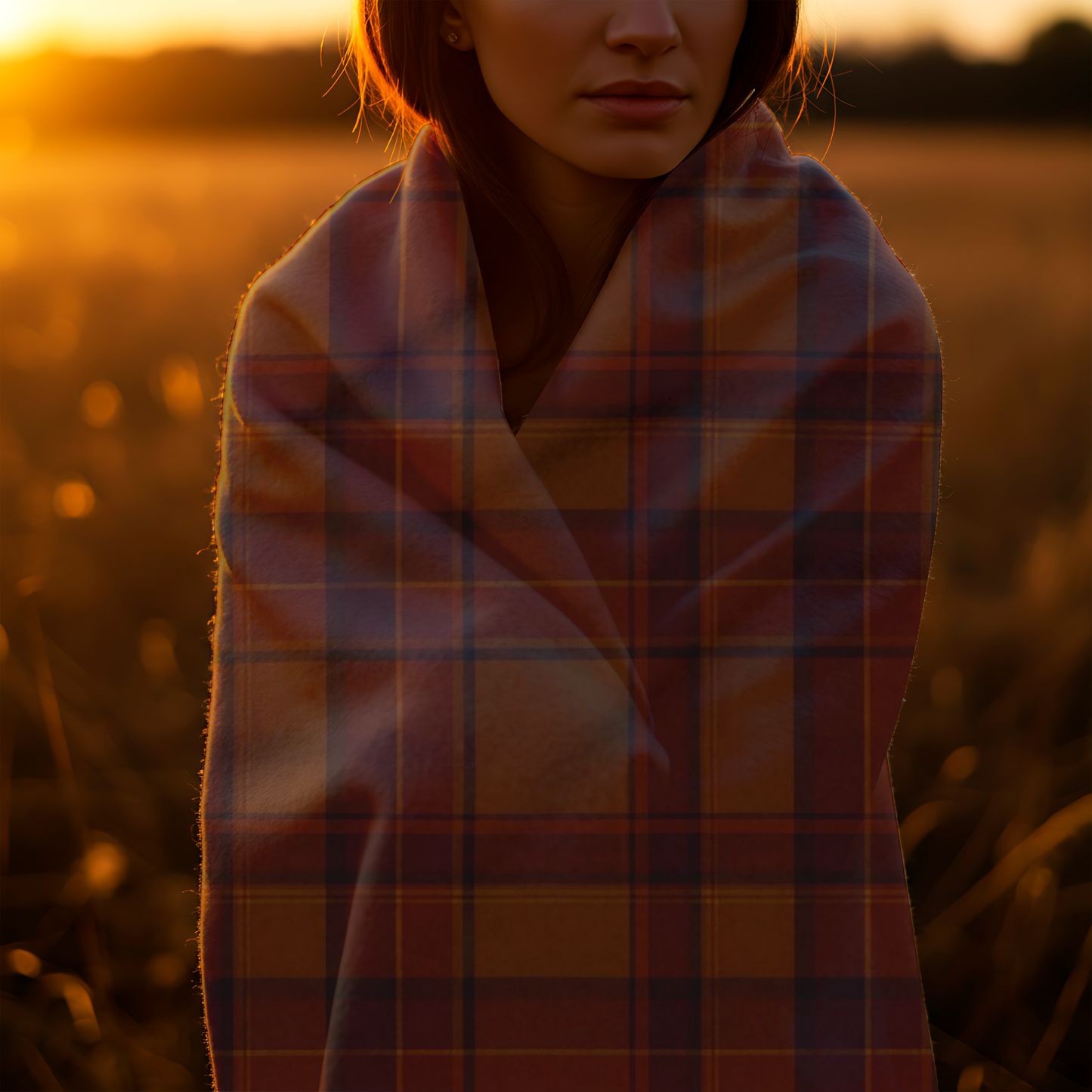 Cozy Autumn Plaid Pattern Blanket, This soft throw, with its classic plaid pattern, transforms any space into a serene autumn retreat.
